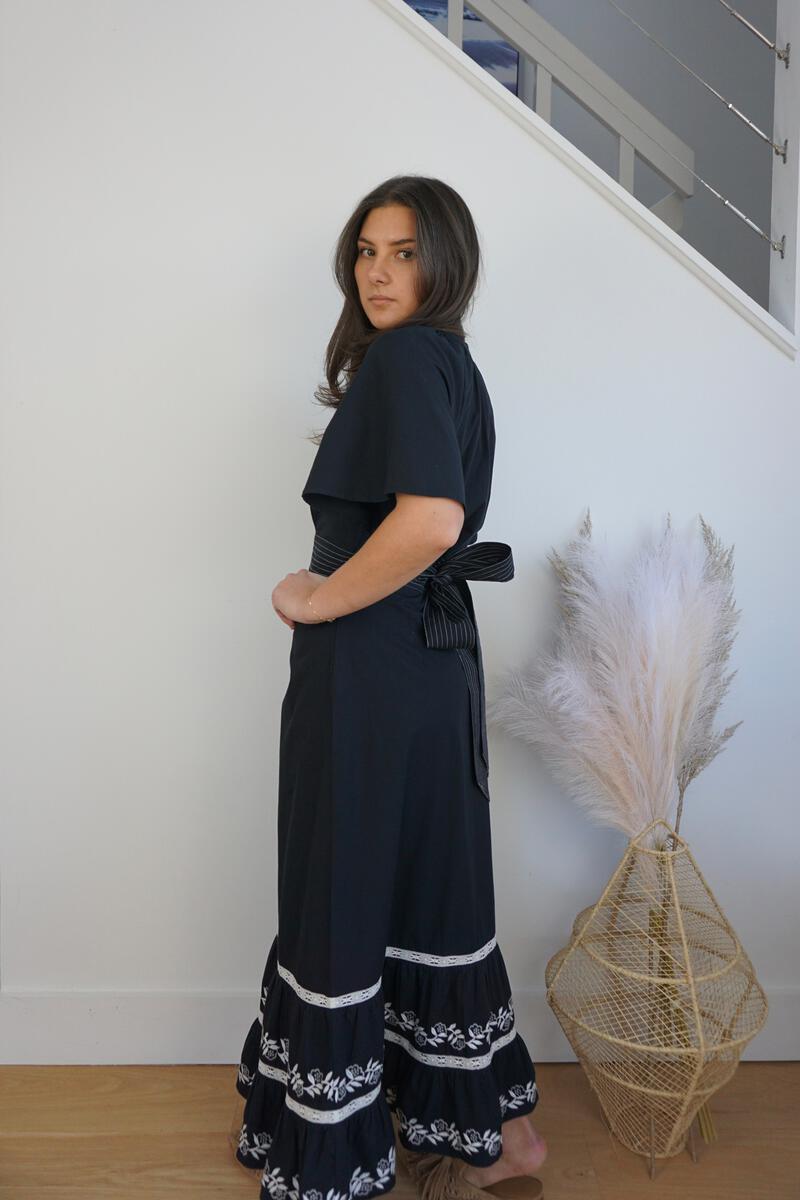 NIBI MTK Oasis Maxi Dress - Black & White Embroidery