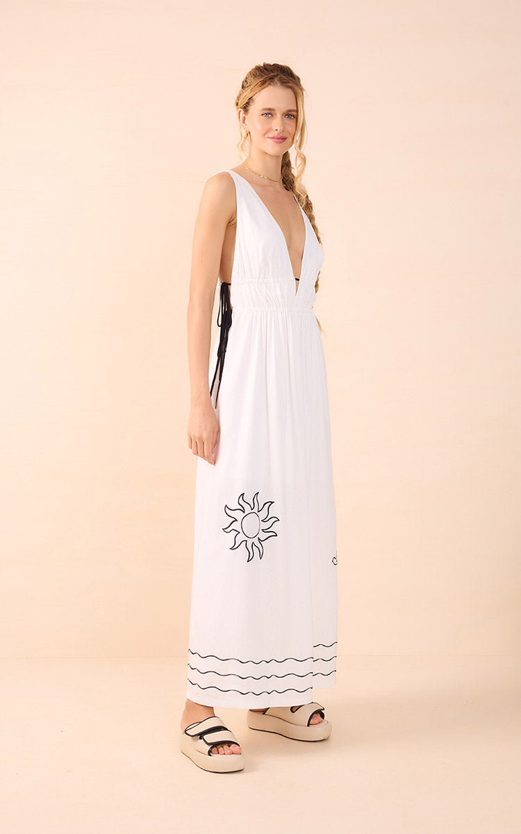 Iara Embroidered Maxi Dress - Off White