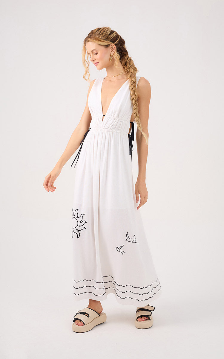 Iara Embroidered Maxi Dress - Off White