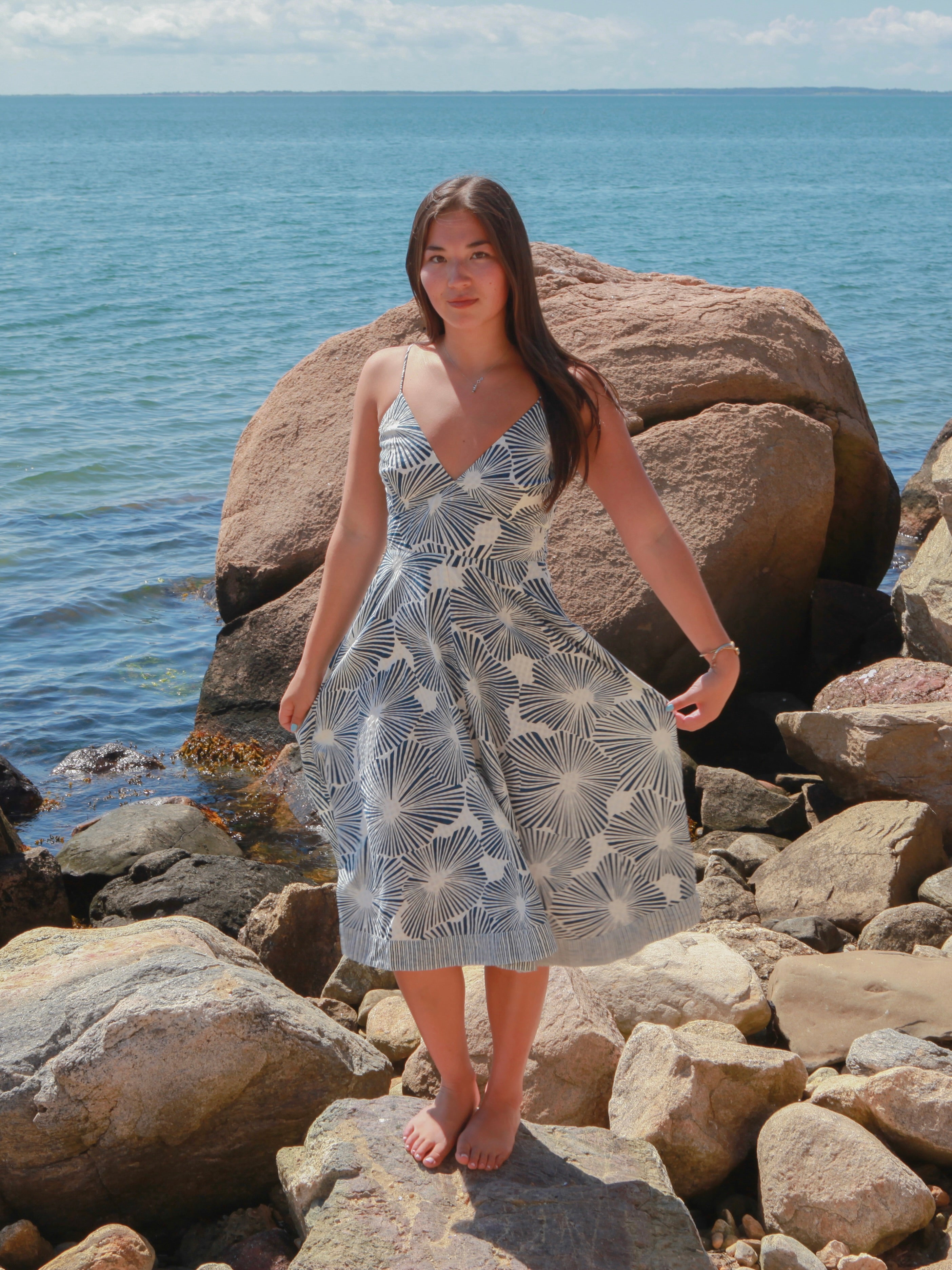 Isabella Midi Dress in Blue Nova