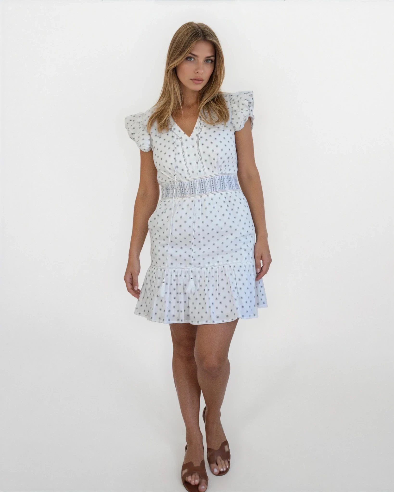 Percy Woven Mini Dress - Grey Dot