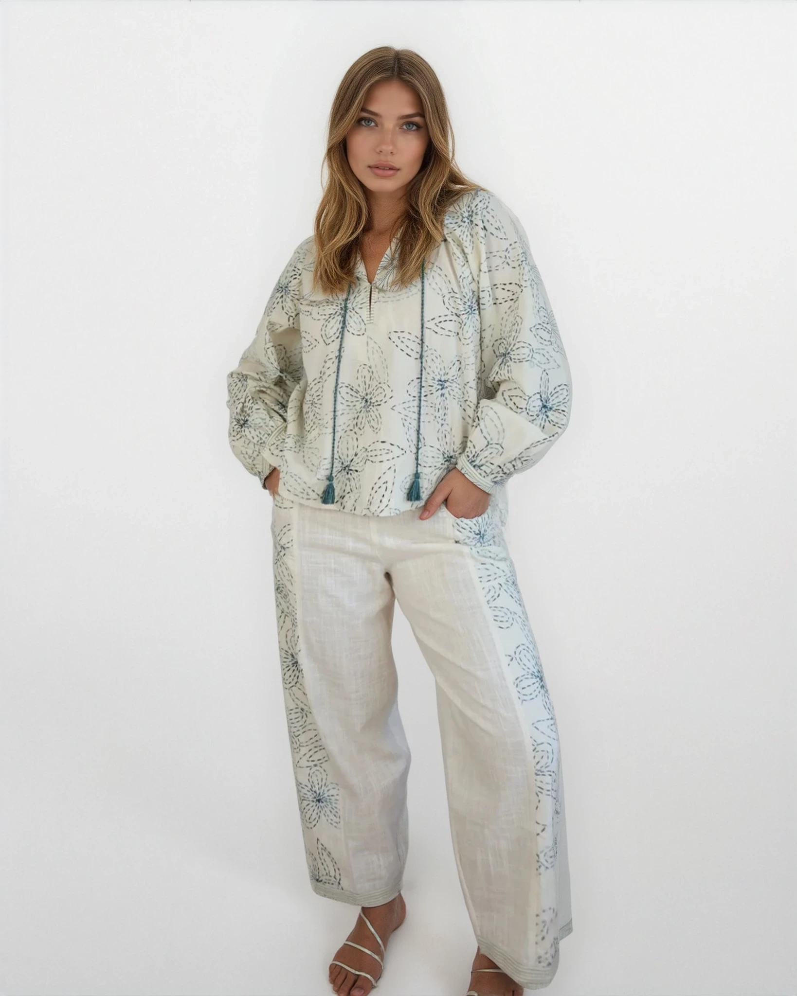 Duke Blouse - Blue Embroidery