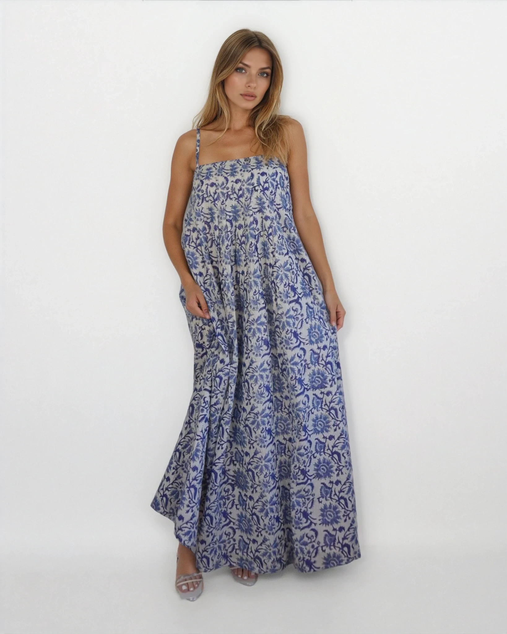 Iris Maxi Dress - Indigo Floral/Lurex