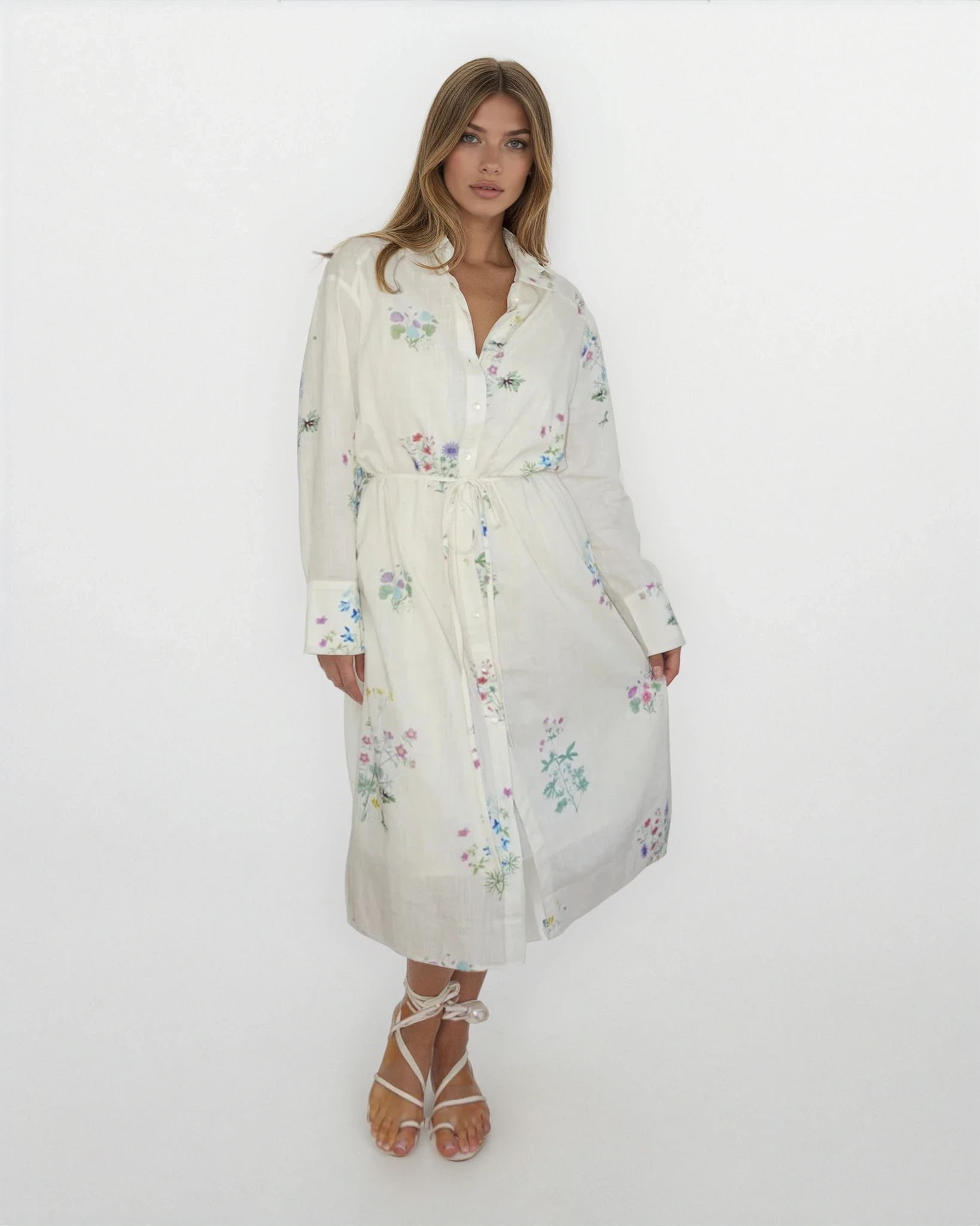 Chambers Midi Dress in Cream Botanical