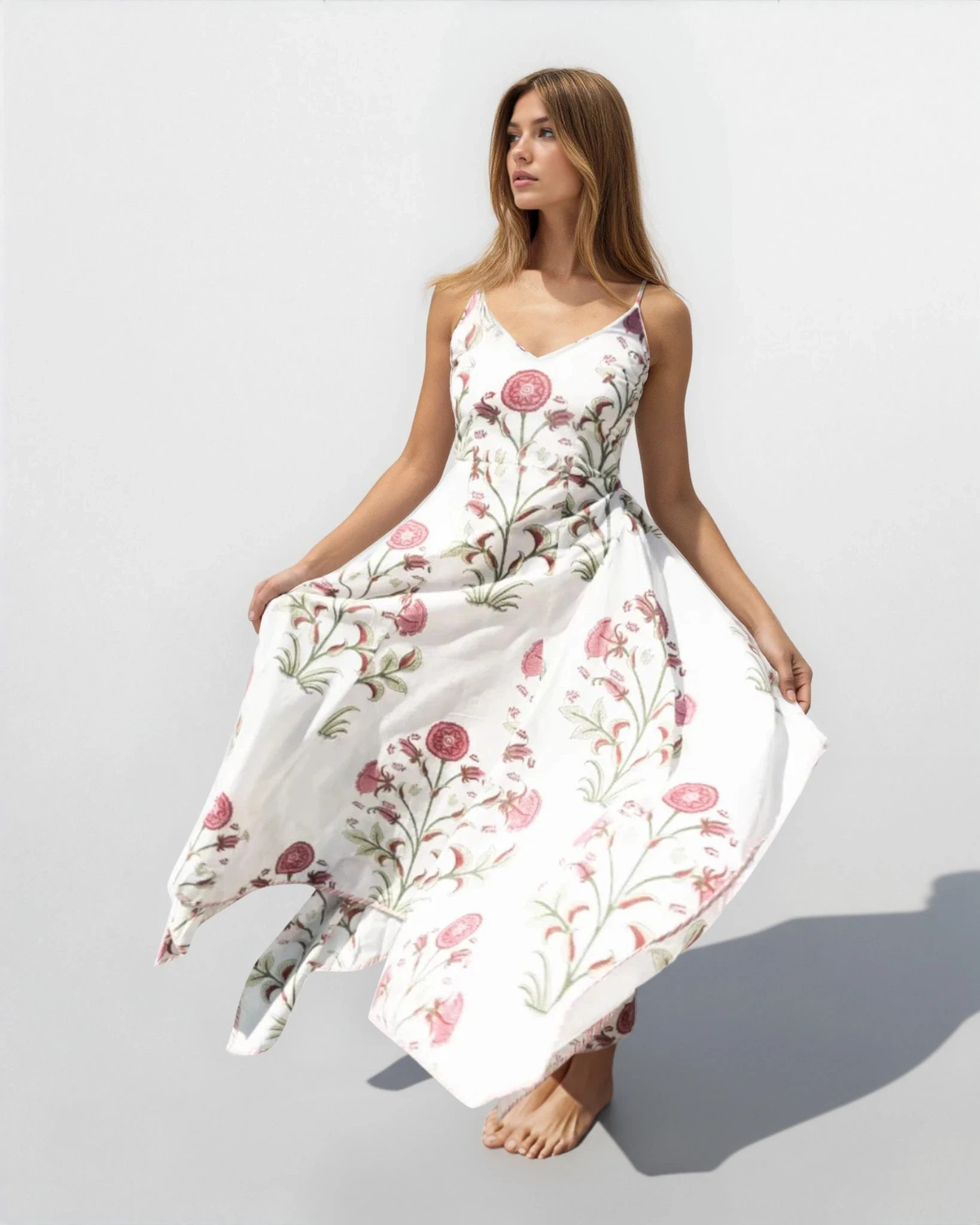 Cross Back Maxi Dress in Red Vine