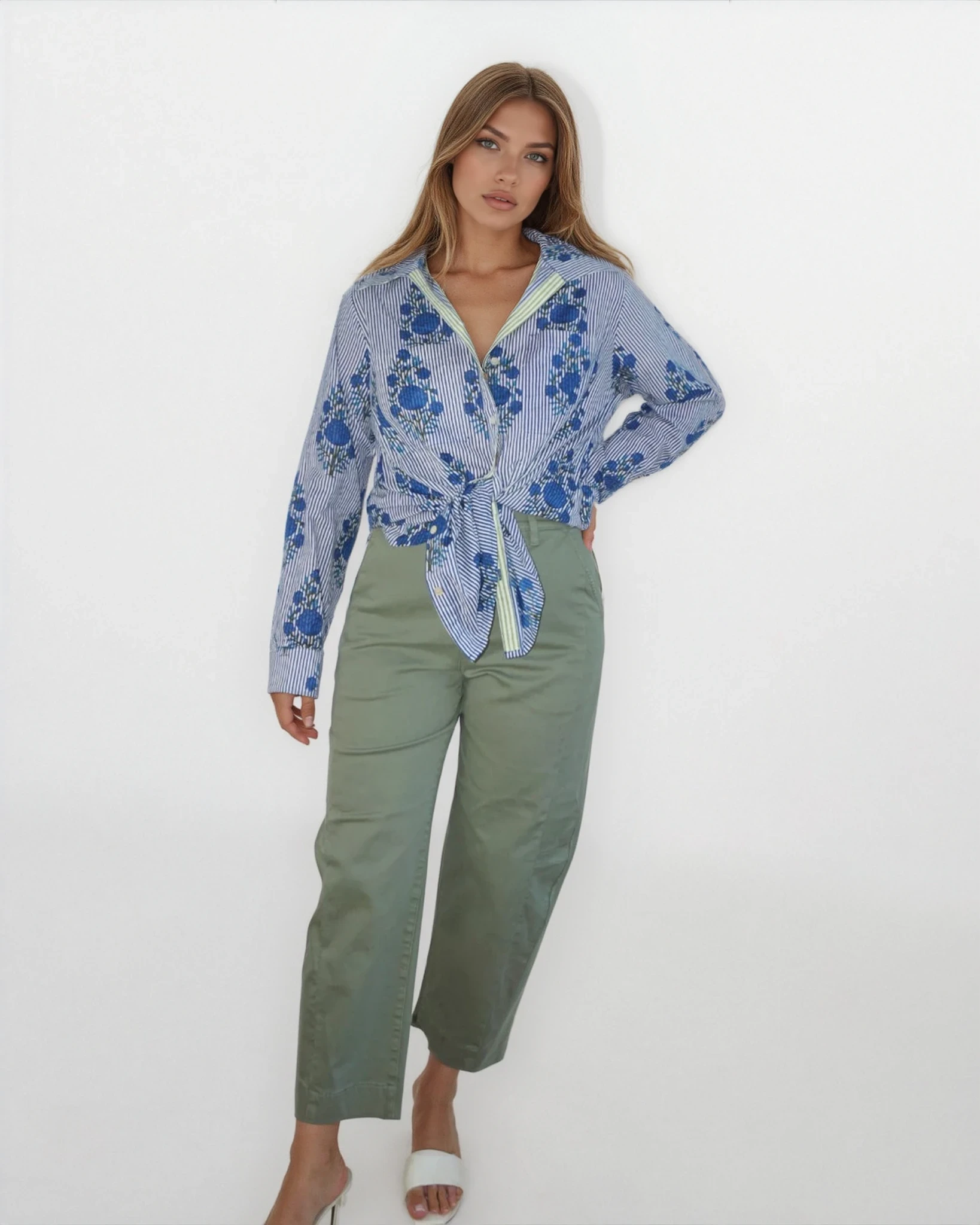 Dana Shirt in Navy Block Stripe