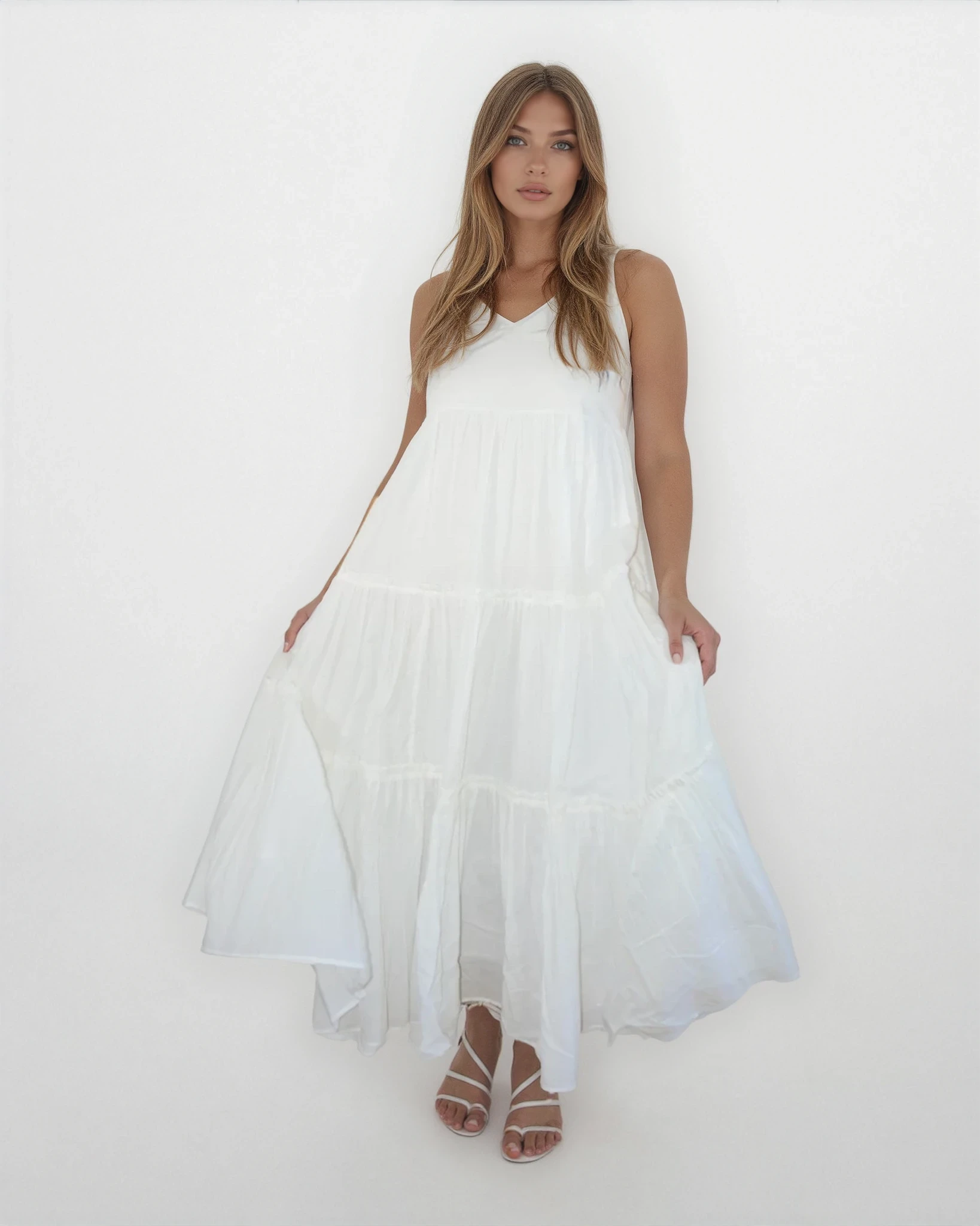 Donna Tier Dress in White