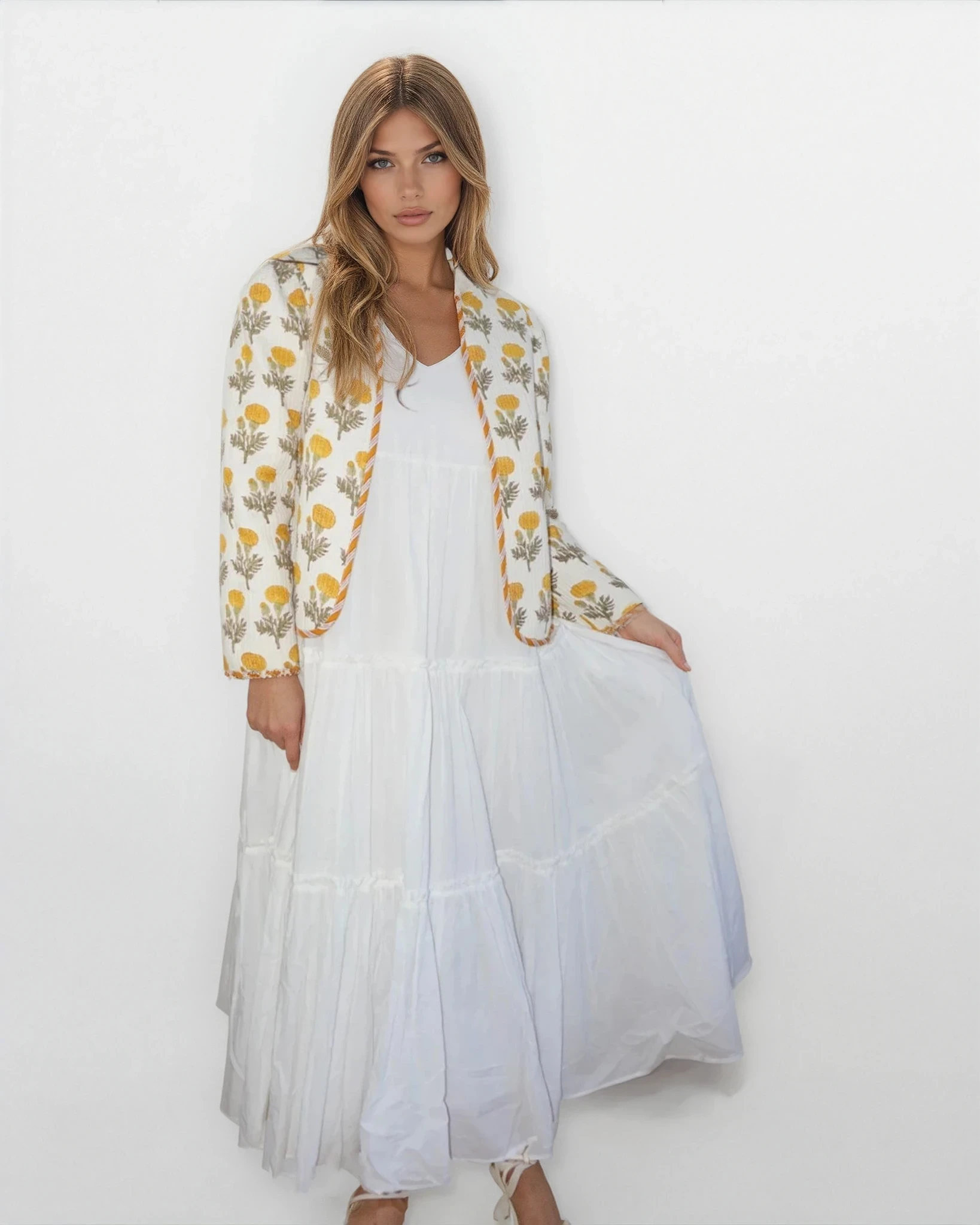 Shylah Quilted Jacket in Marigold