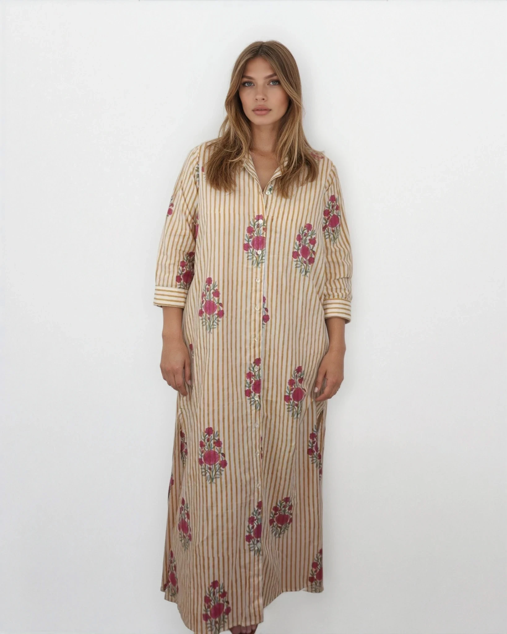 Caspian Shirt Dress - Yellow Stripe