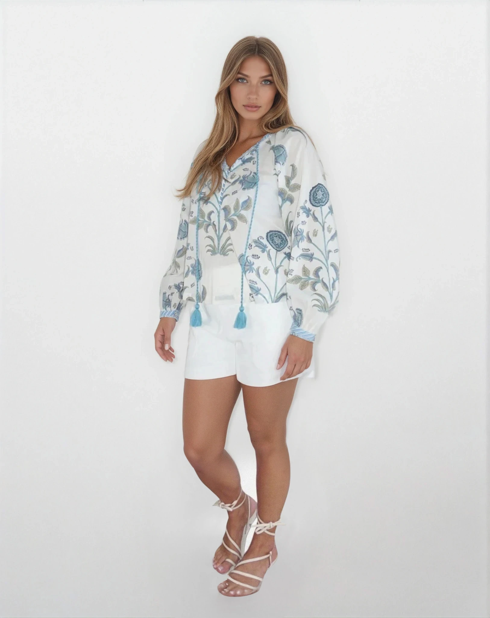 Chara Blouse in BLUE VINE