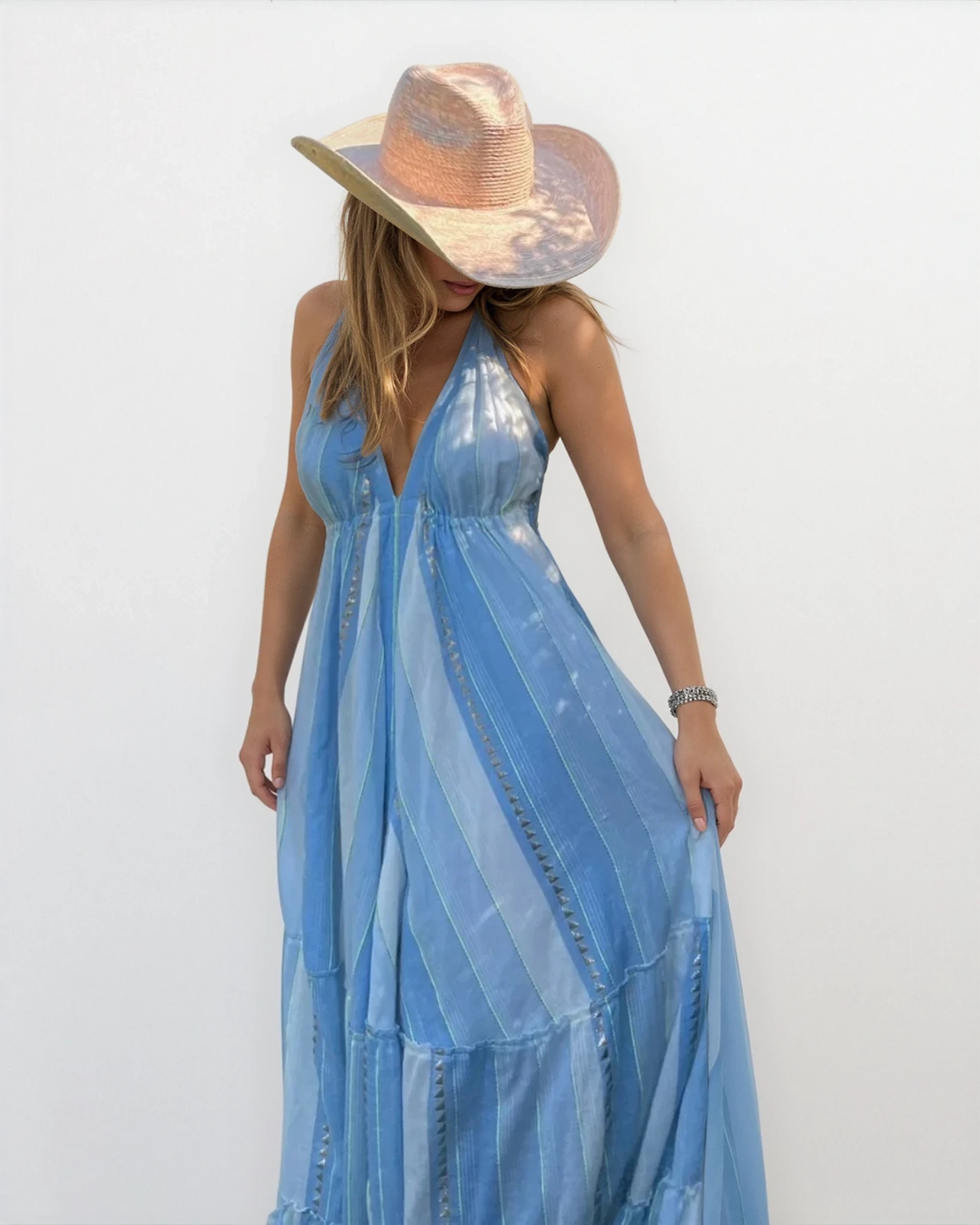 Nibi the Label Ziggy Scarf Dress - Blue/Gold