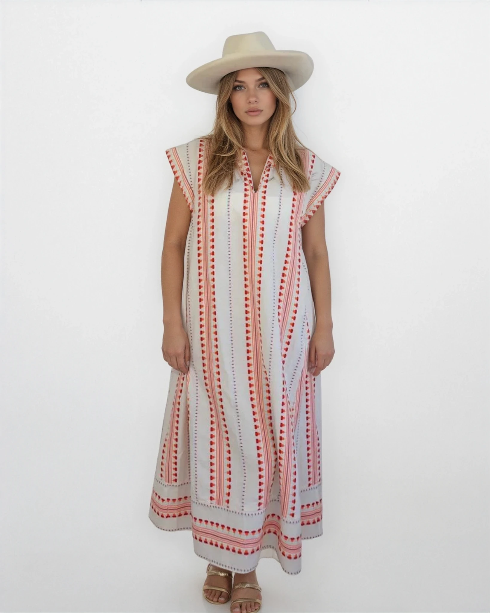 Josie Maxi Dress - Red/Cream