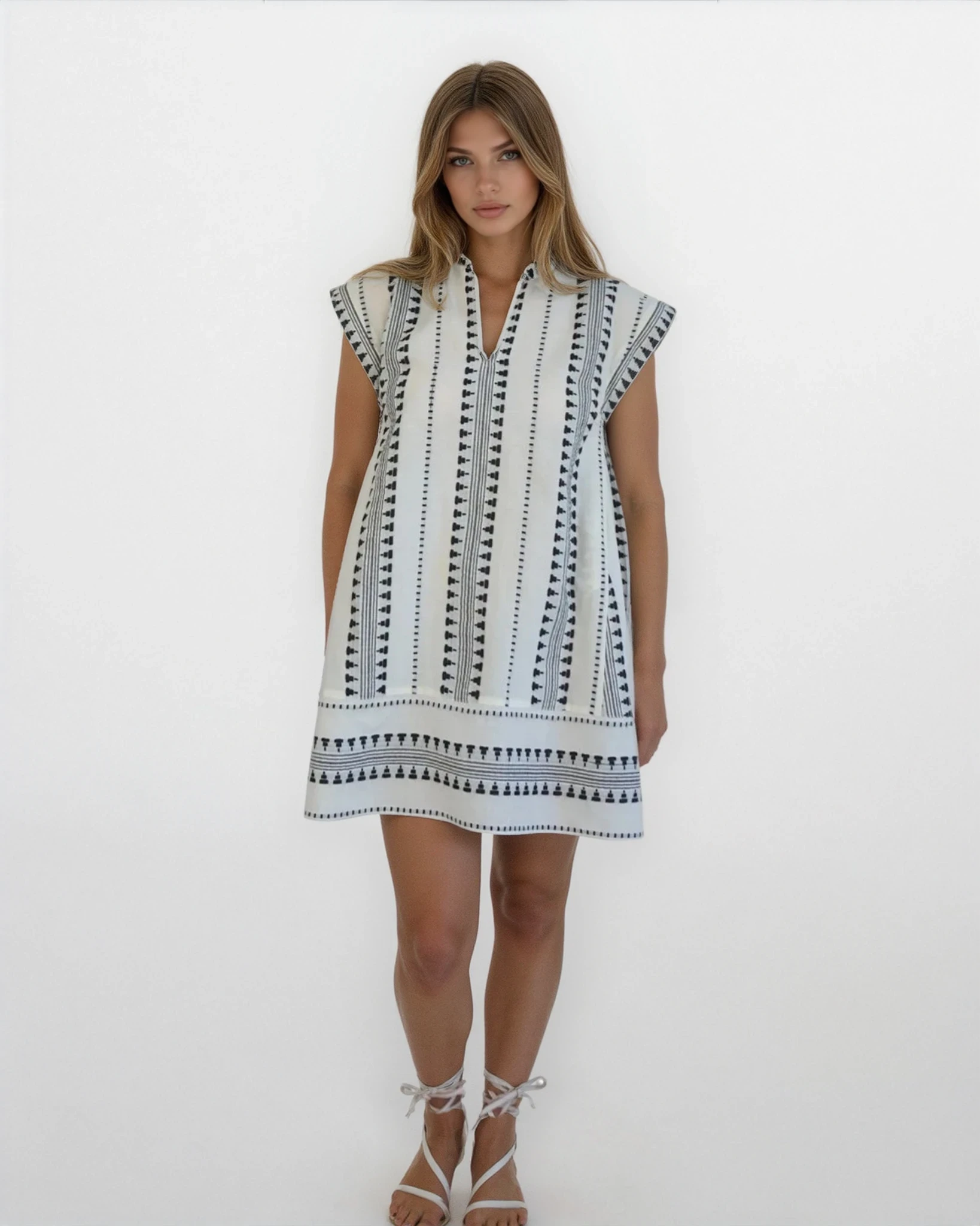 Josie Mini Dress - Black/Cream