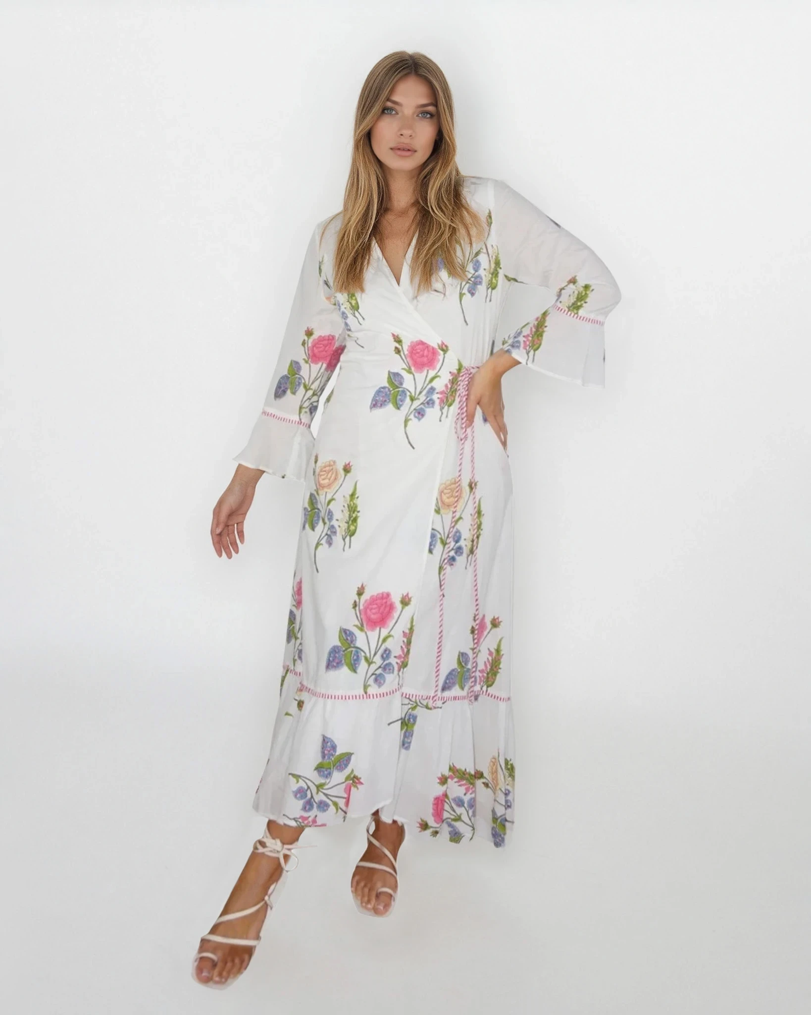 Rhode Wrap Dress in Multi Rosette
