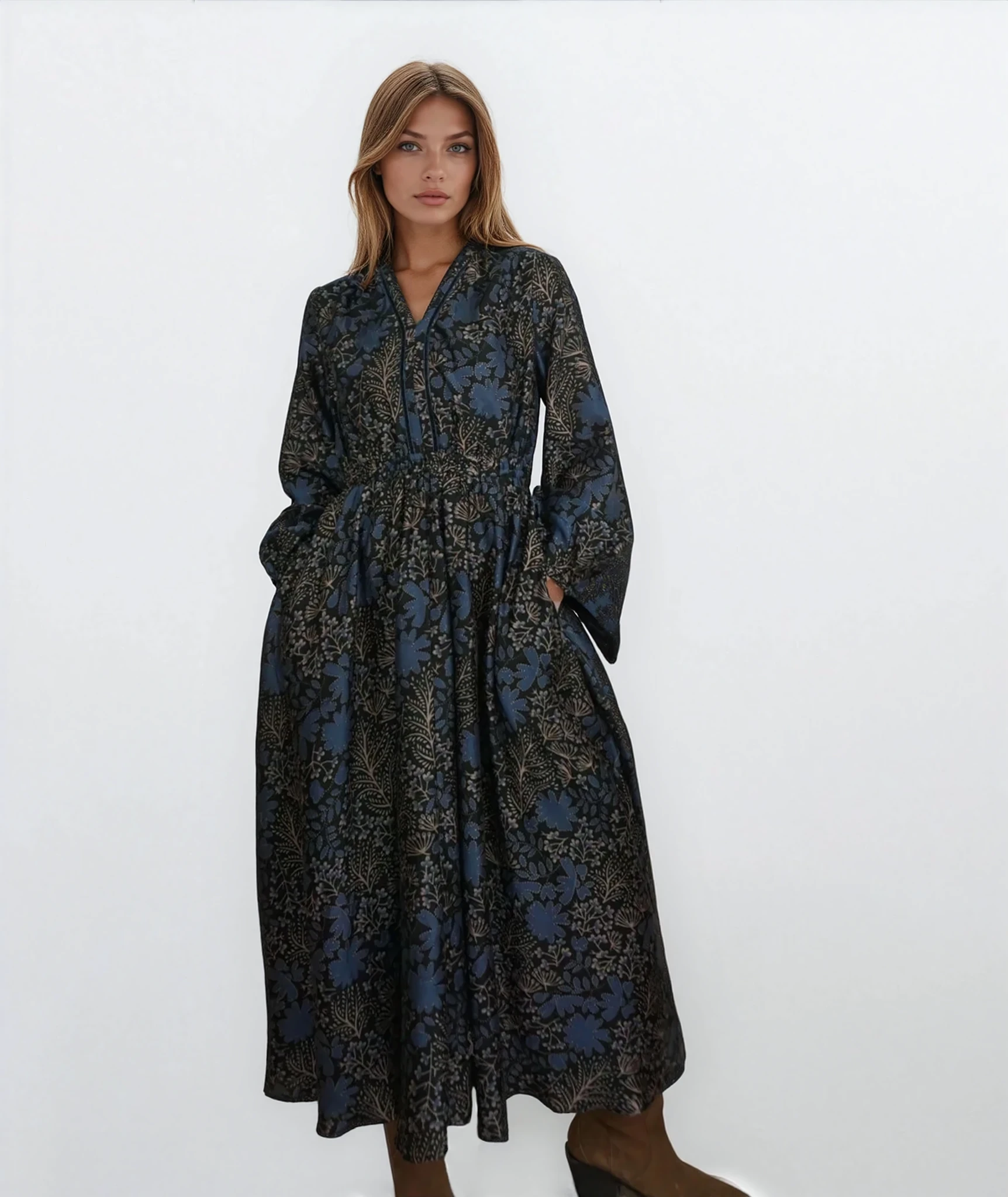 Aria Maxi Dress - Blue Flower