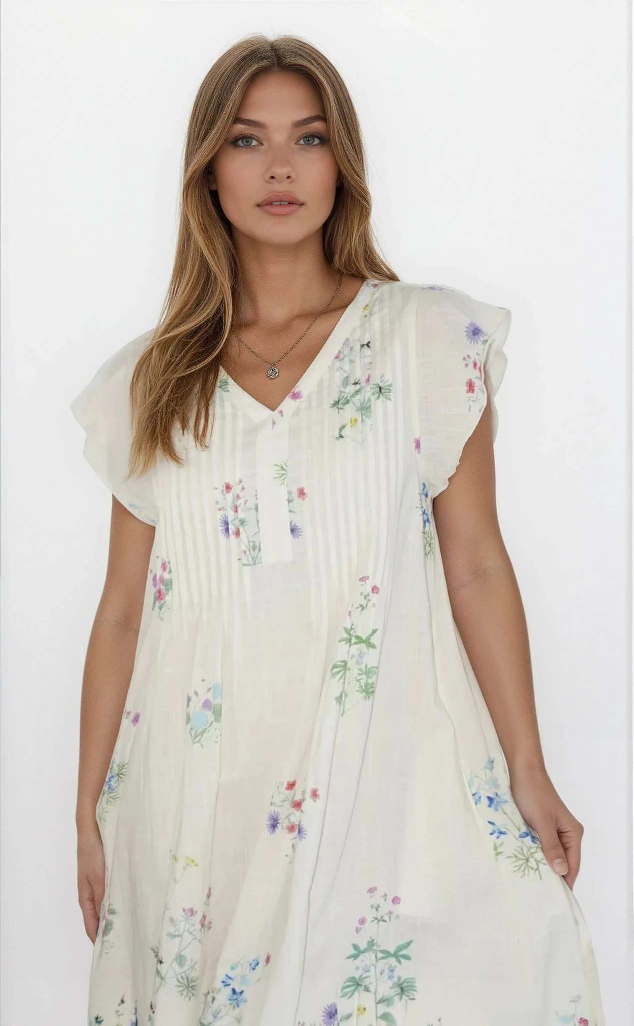 Doris Mini Dress in Cream Botanical