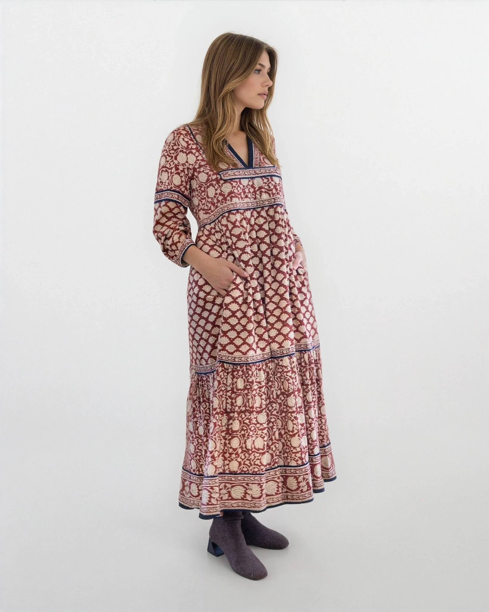 Nori Maxi Dress in Red Lotus