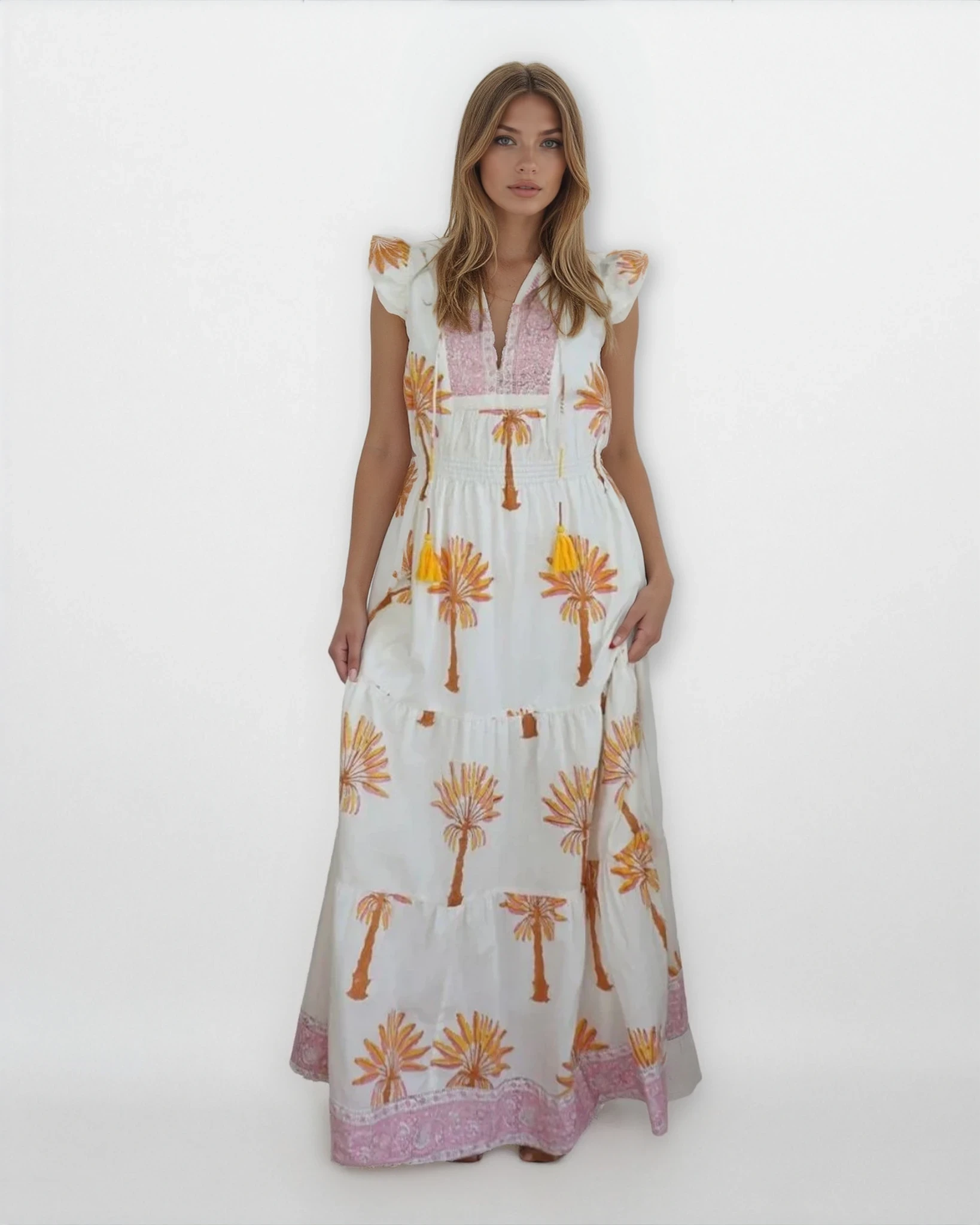 Capri Maxi Dress - Palm Tree
