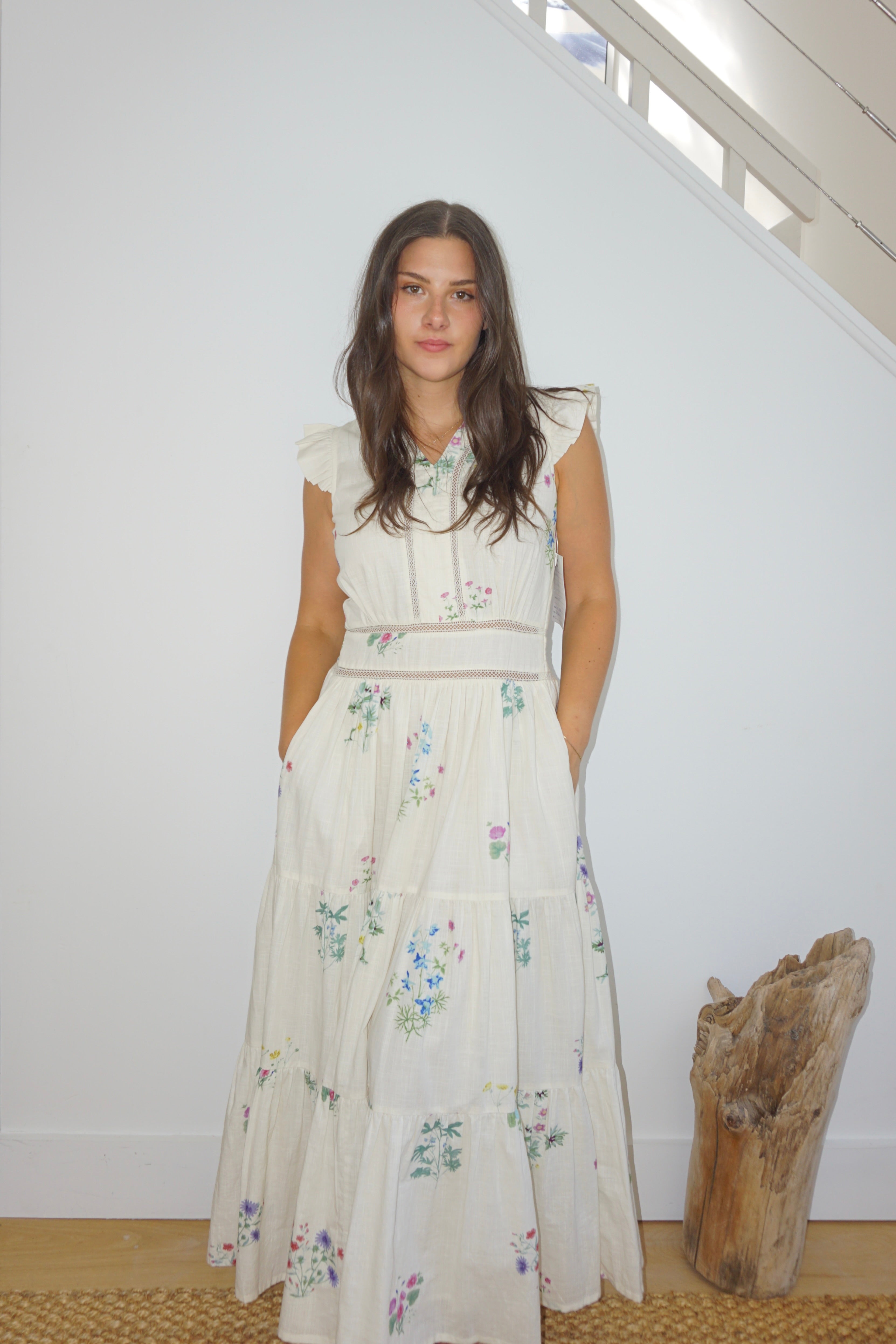 Percy Maxi Dress in Cream Botanical