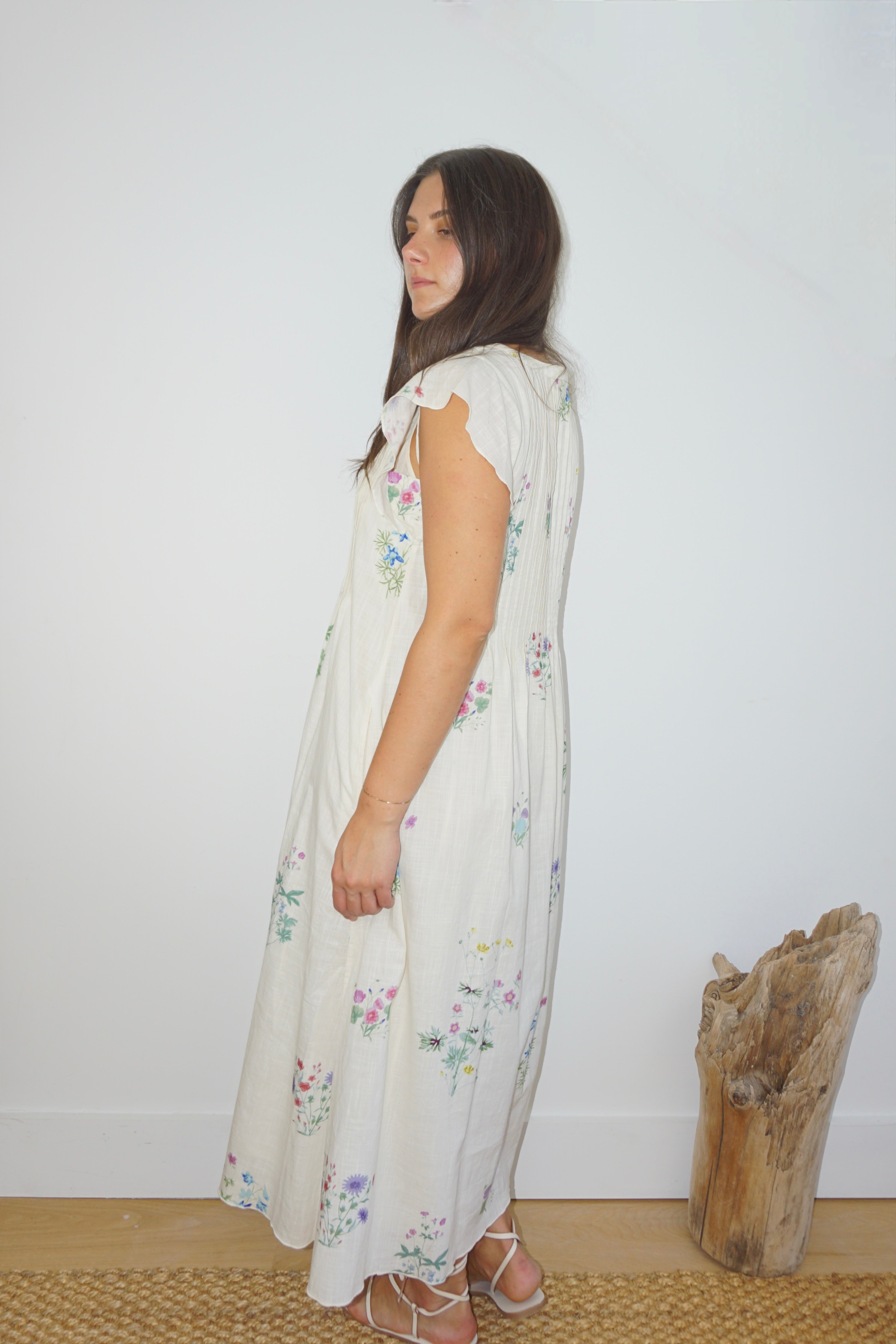 NIBI MTK Doris Midi Dress - Cream Botanical