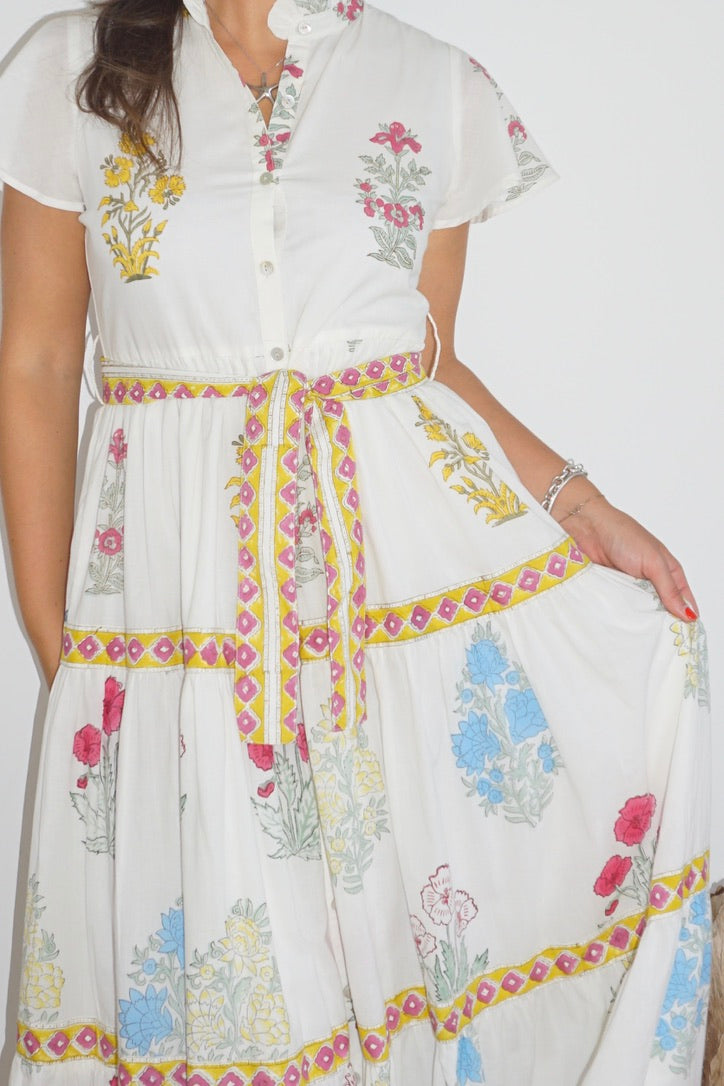 Valerie Tier Dress in Mixed Print Floral