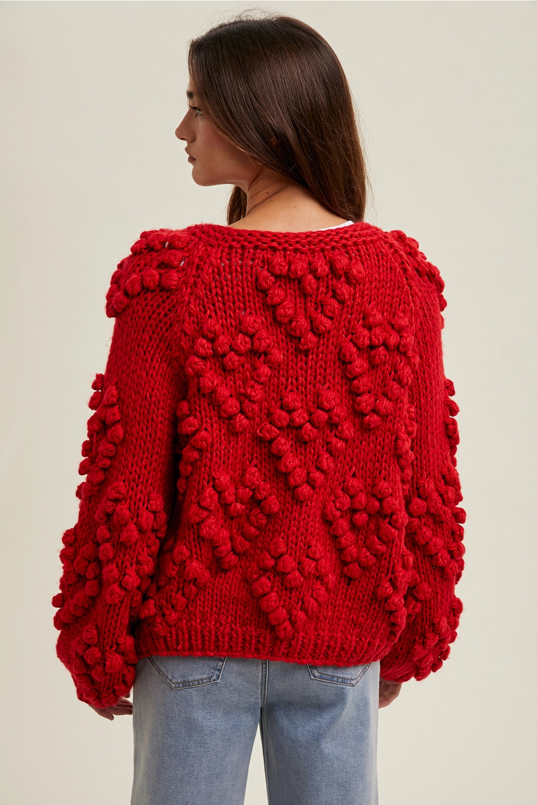 Wishlist Apparel Pom Heart Cardigan
