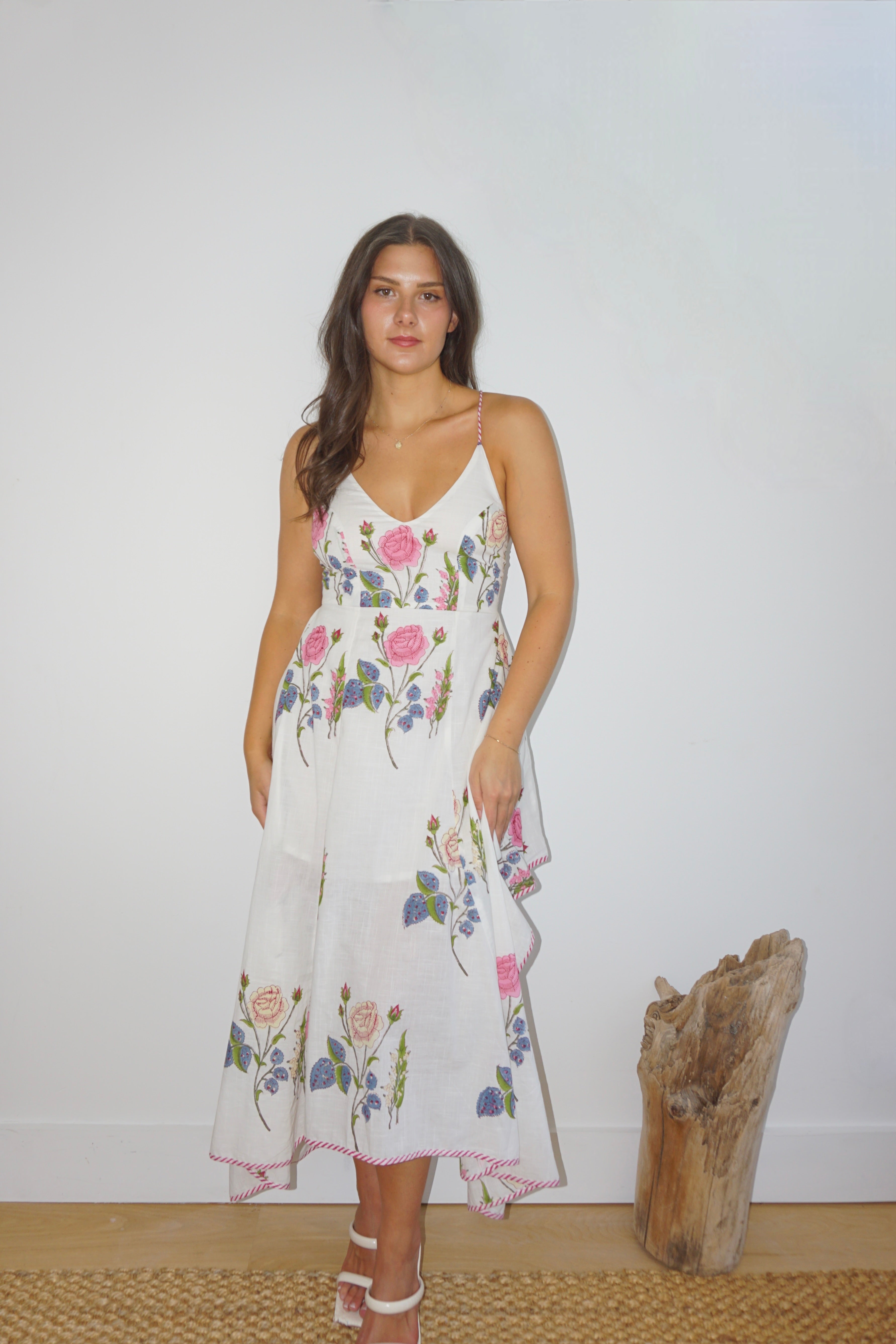 Cross Back Dress in Multi Rosette