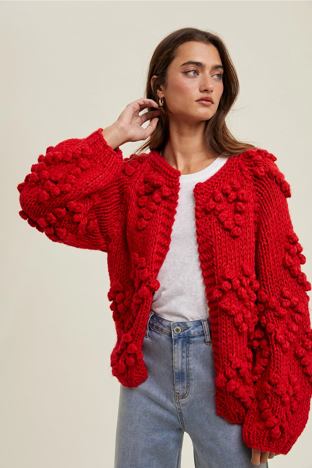 Wishlist Apparel Pom Heart Cardigan
