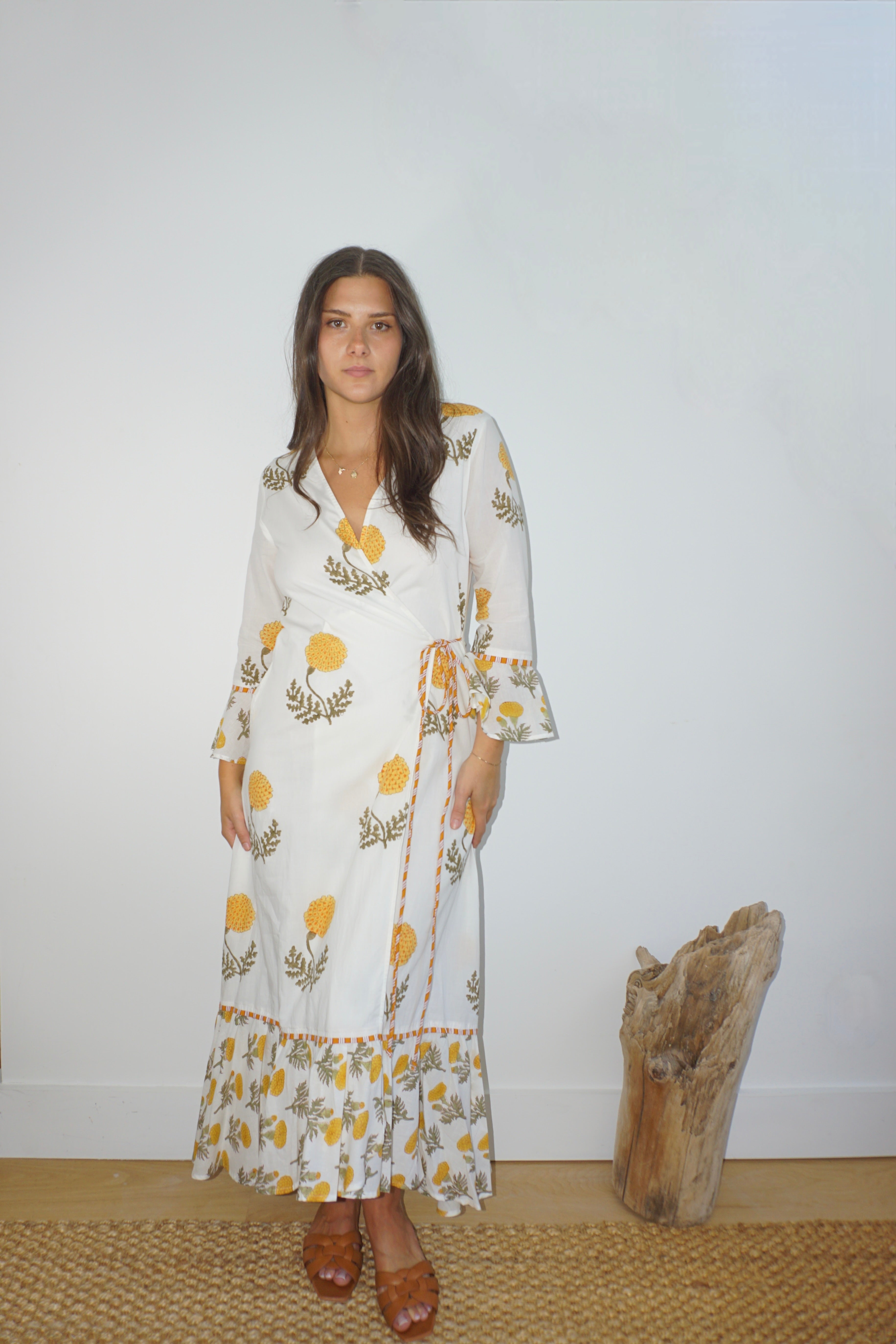 Rhode Wrap Dress in Marigold