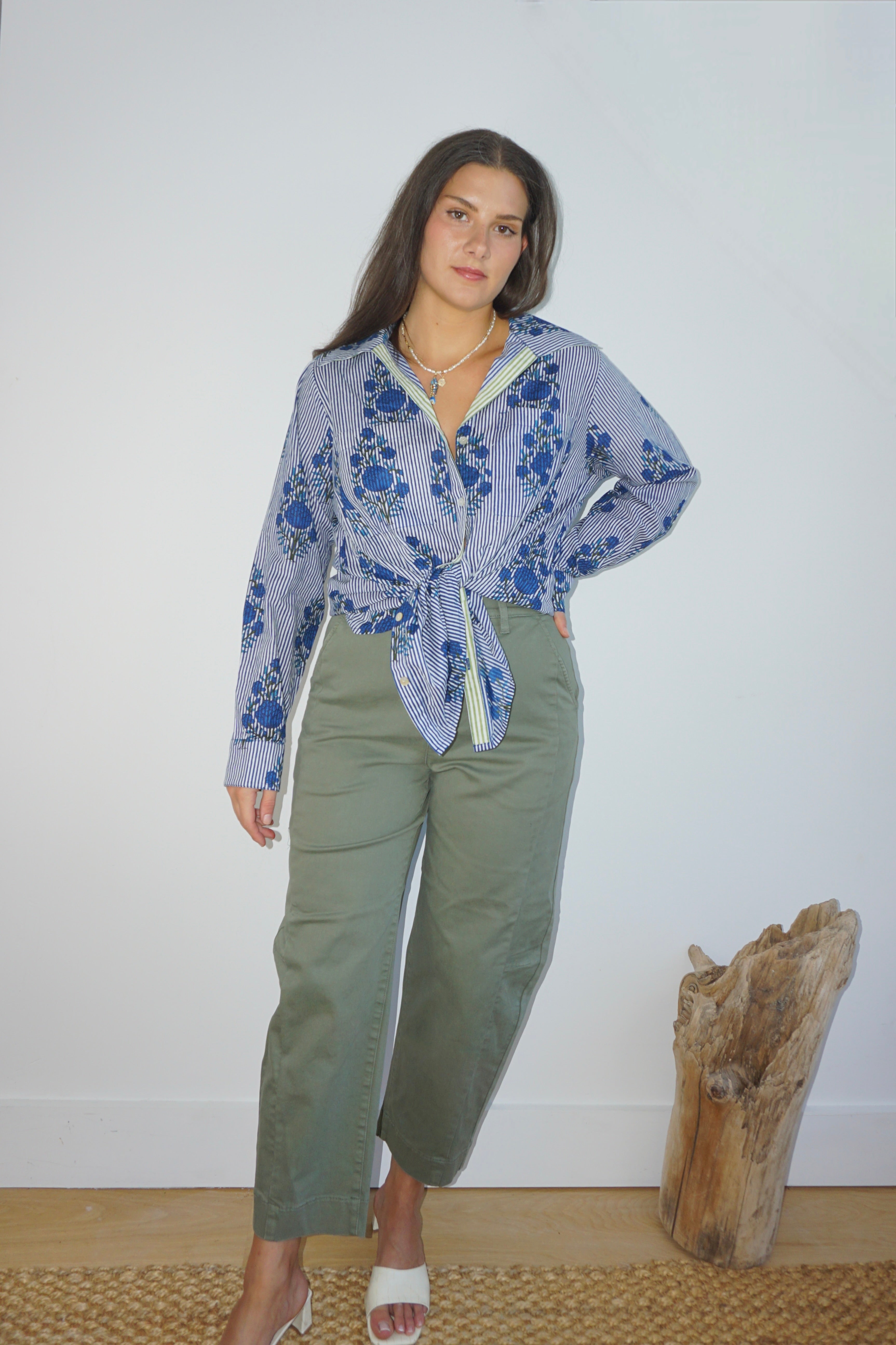 Dana Shirt in Navy Block Stripe