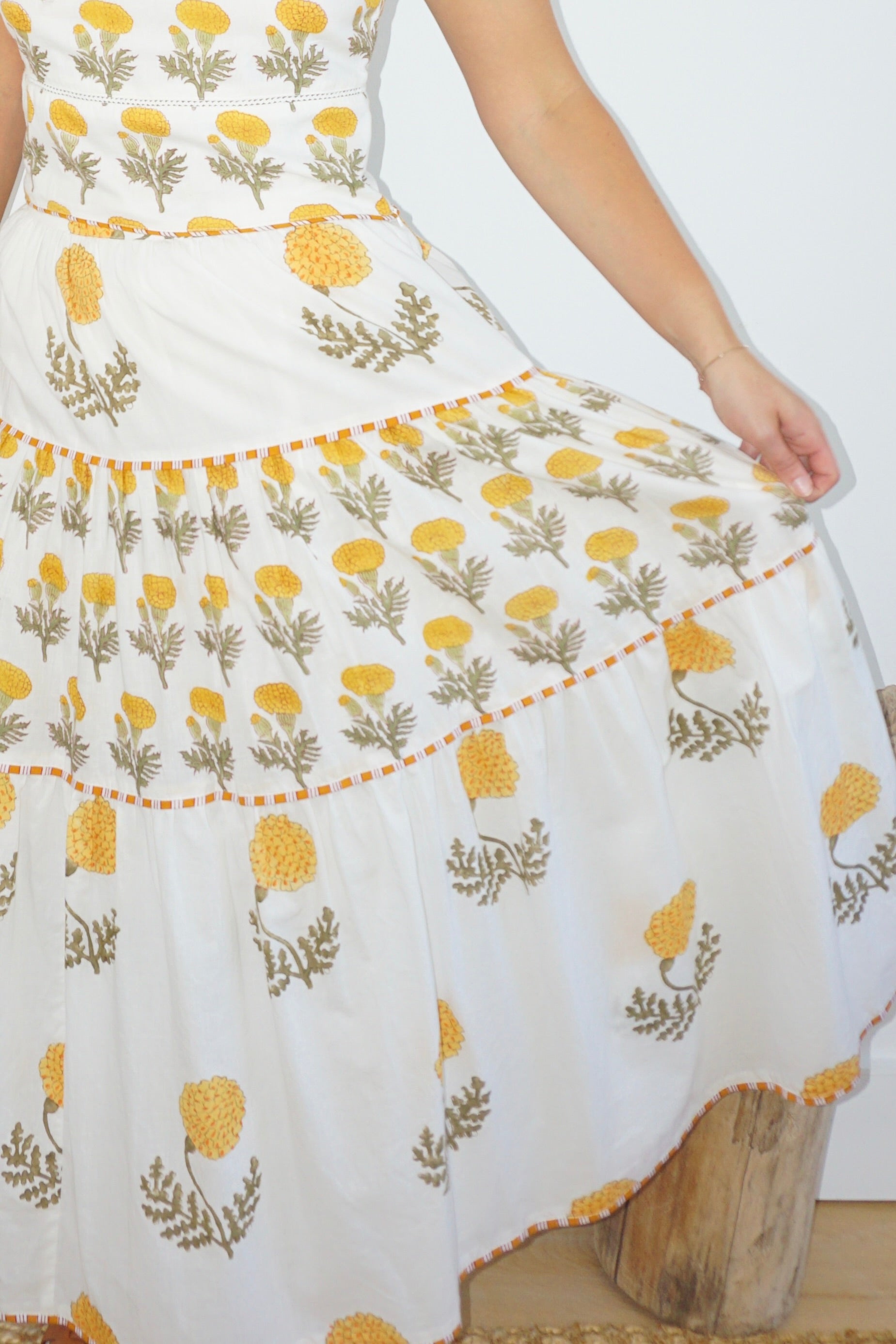 Drue Tiered Skirt in Marigold