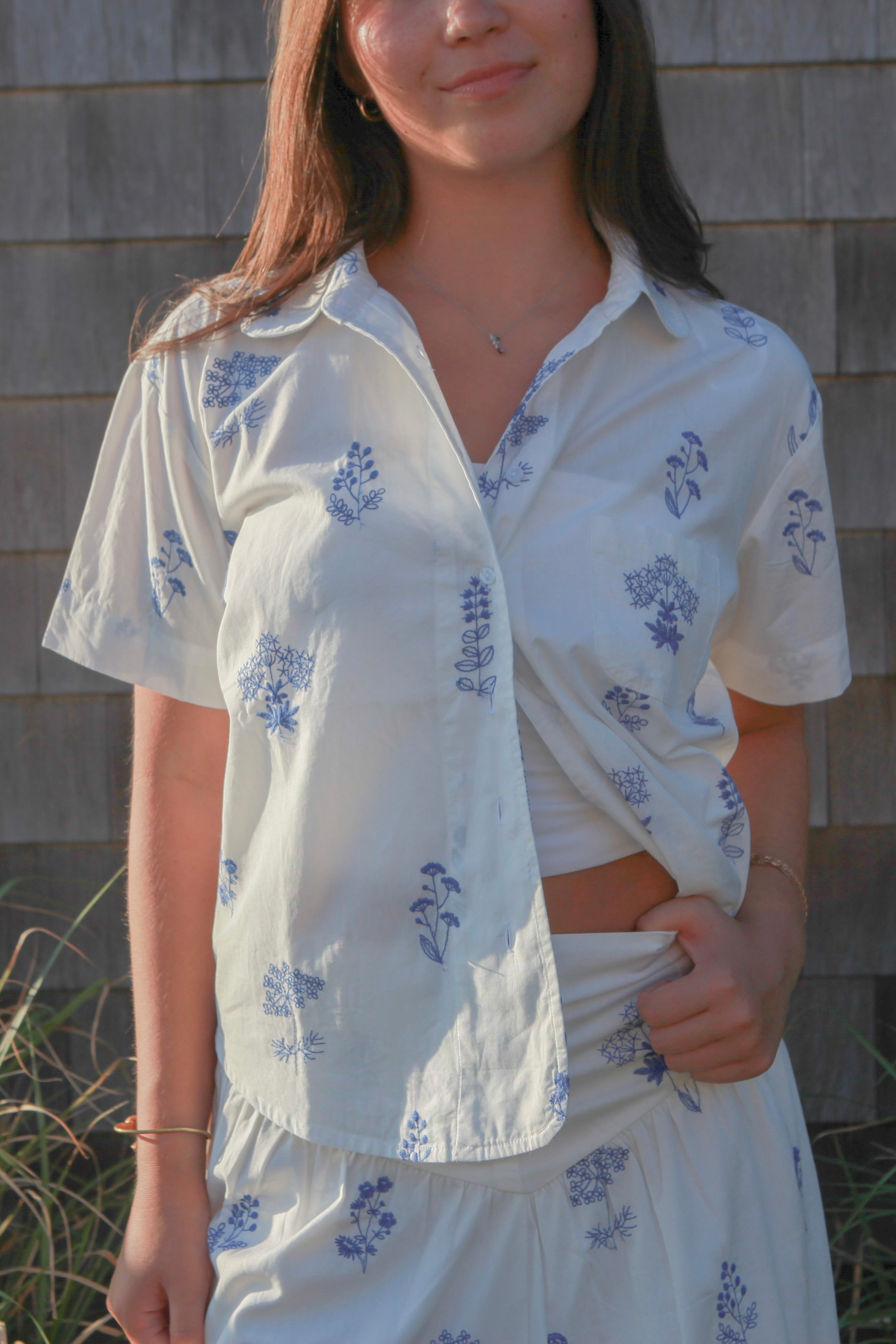 Rory Shirt in Soft Blue Stitch