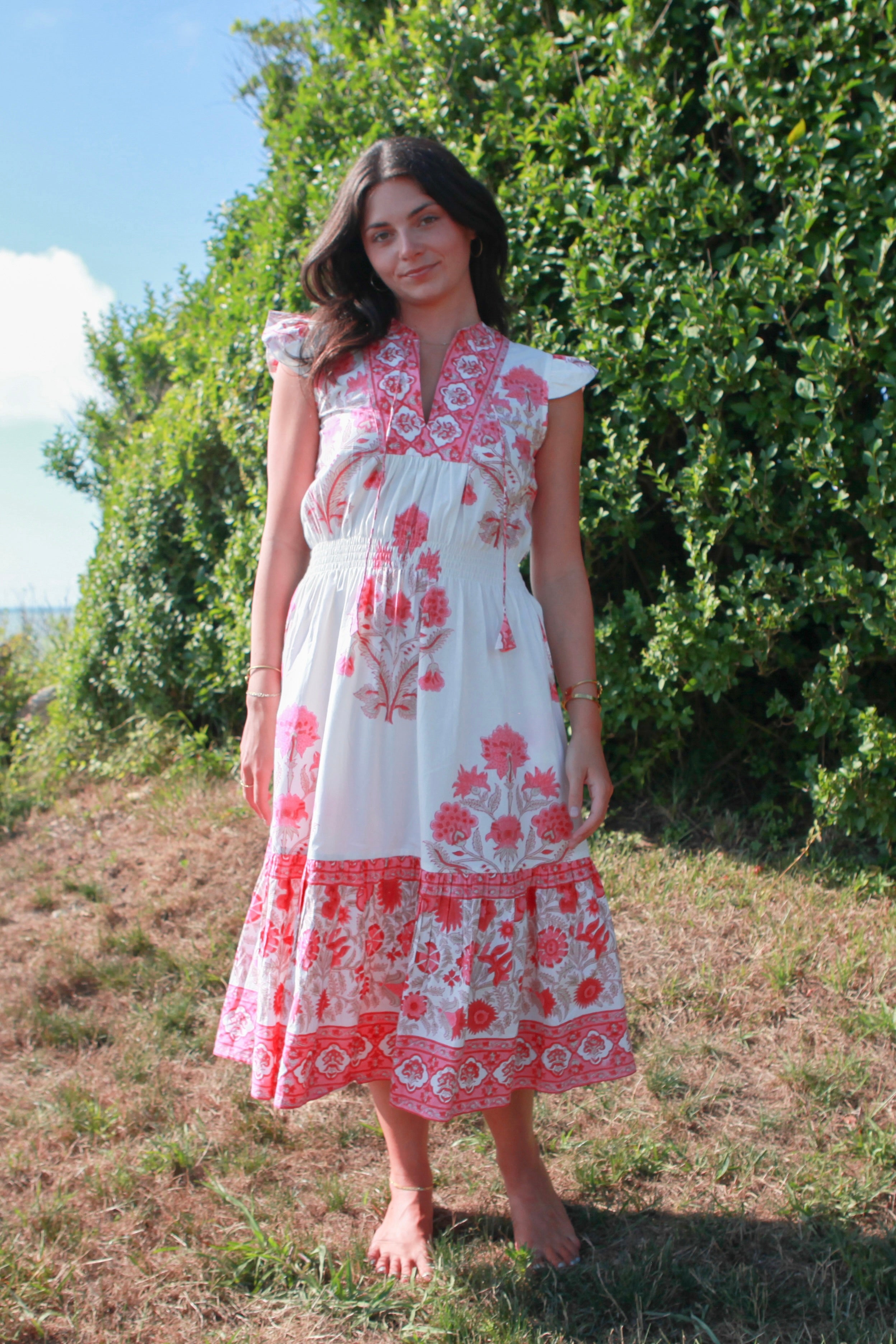 Capri Midi Dress in Peacock Pink