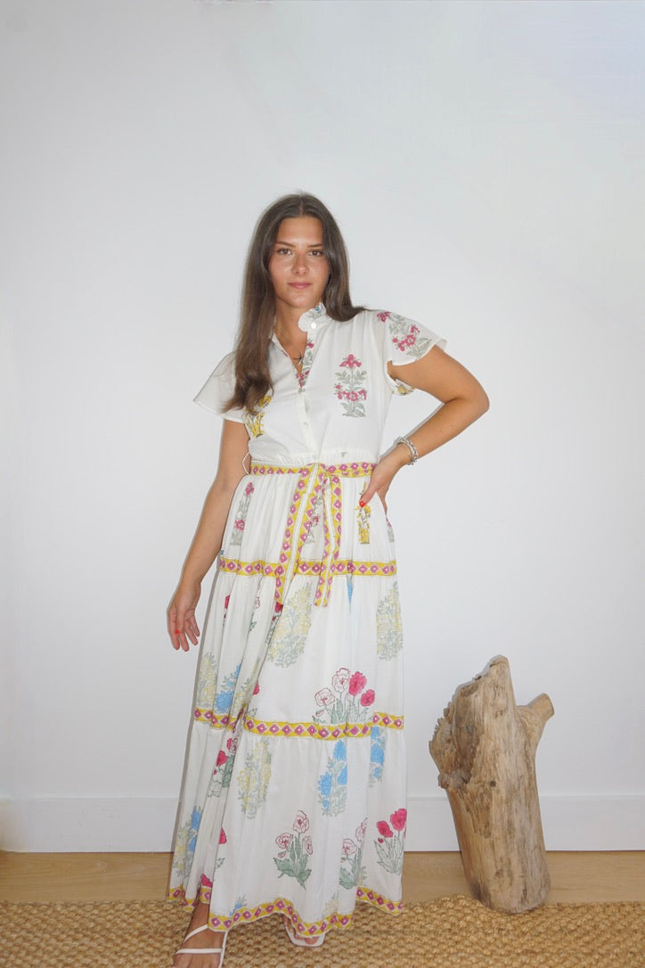 Valerie Tier Dress in Mixed Print Floral