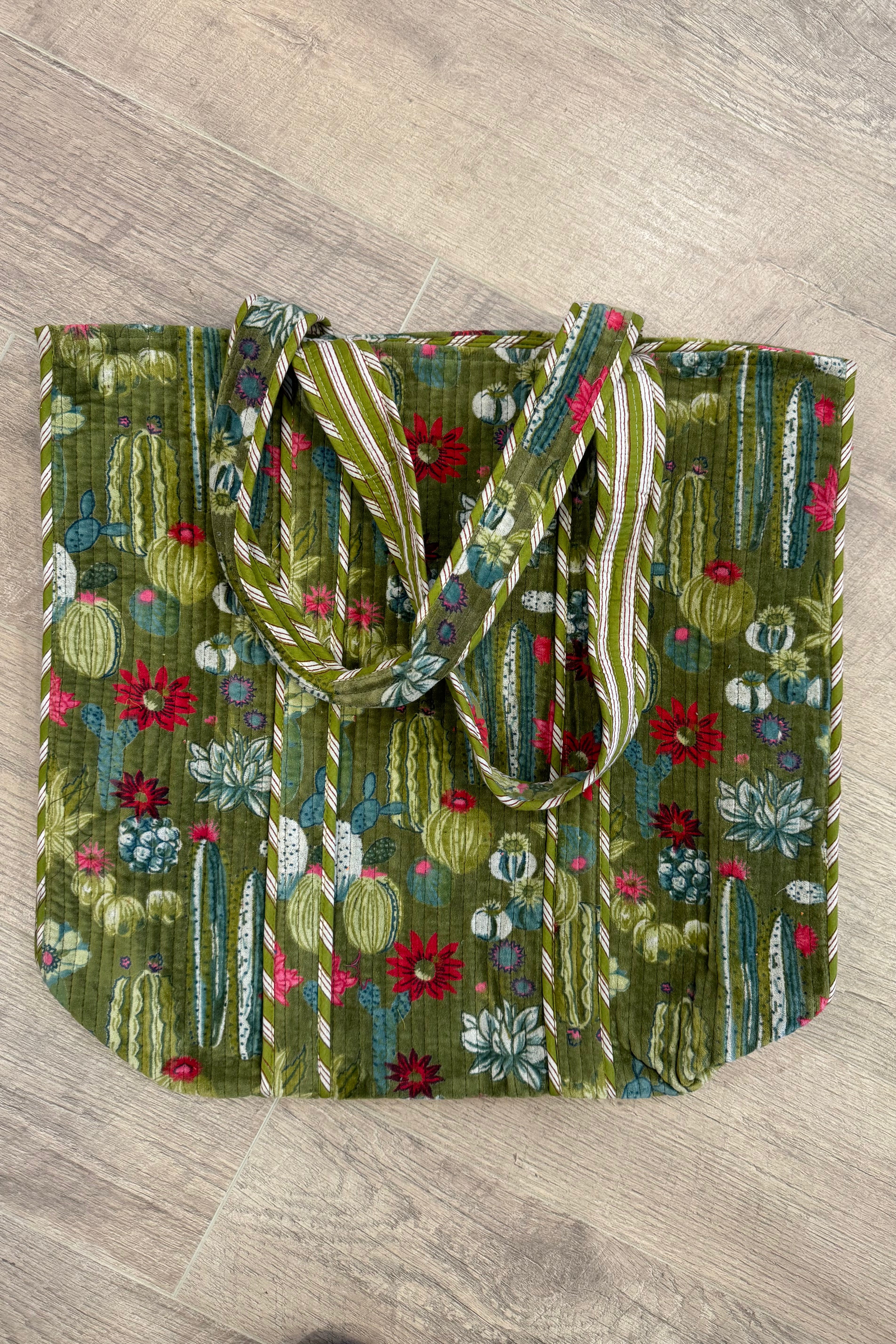 XL Velvet Tote in Cacti - Sage Green