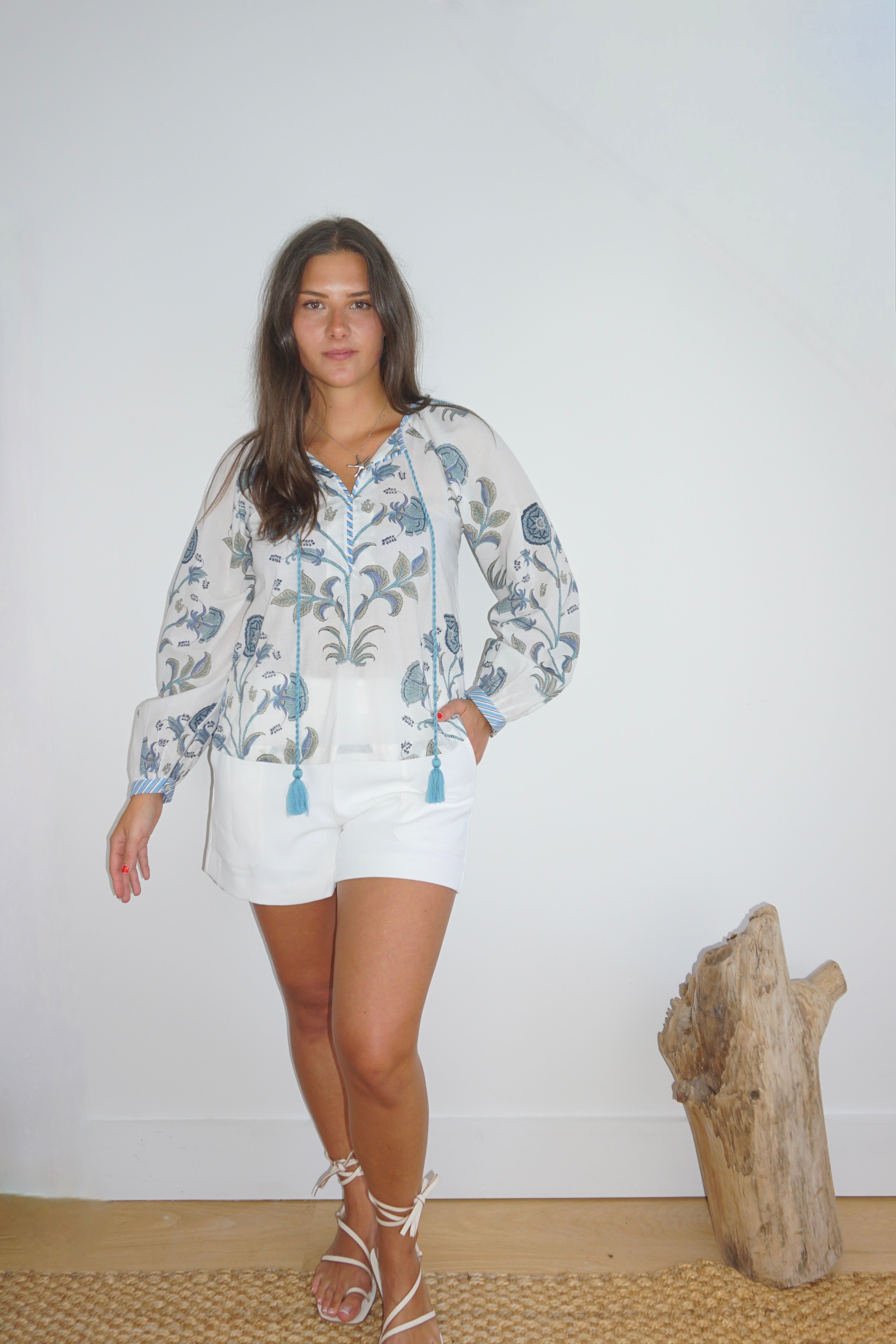 Chara Blouse in BLUE VINE