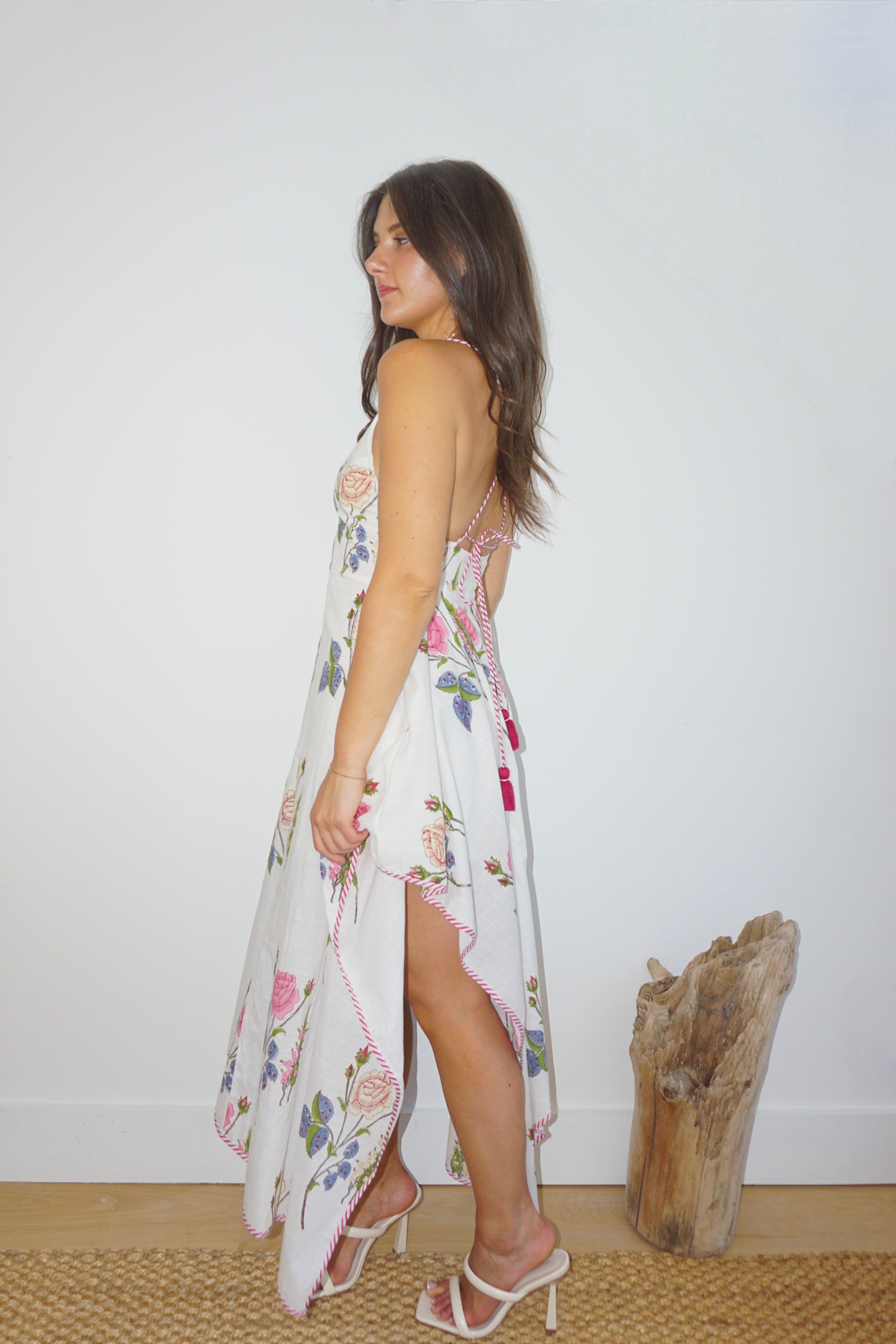 Cross Back Dress in Multi Rosette