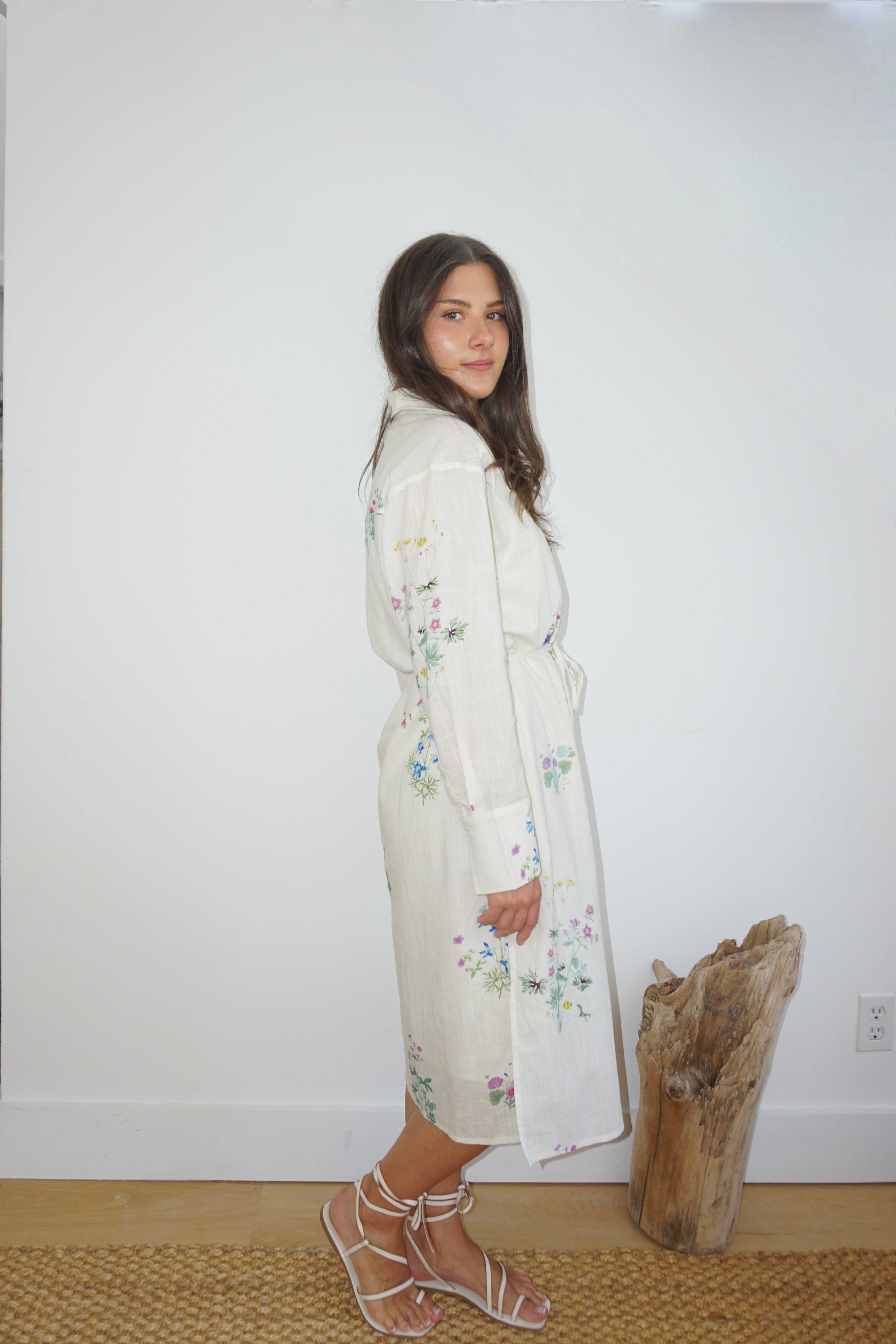 Chambers Midi Dress in Cream Botanical