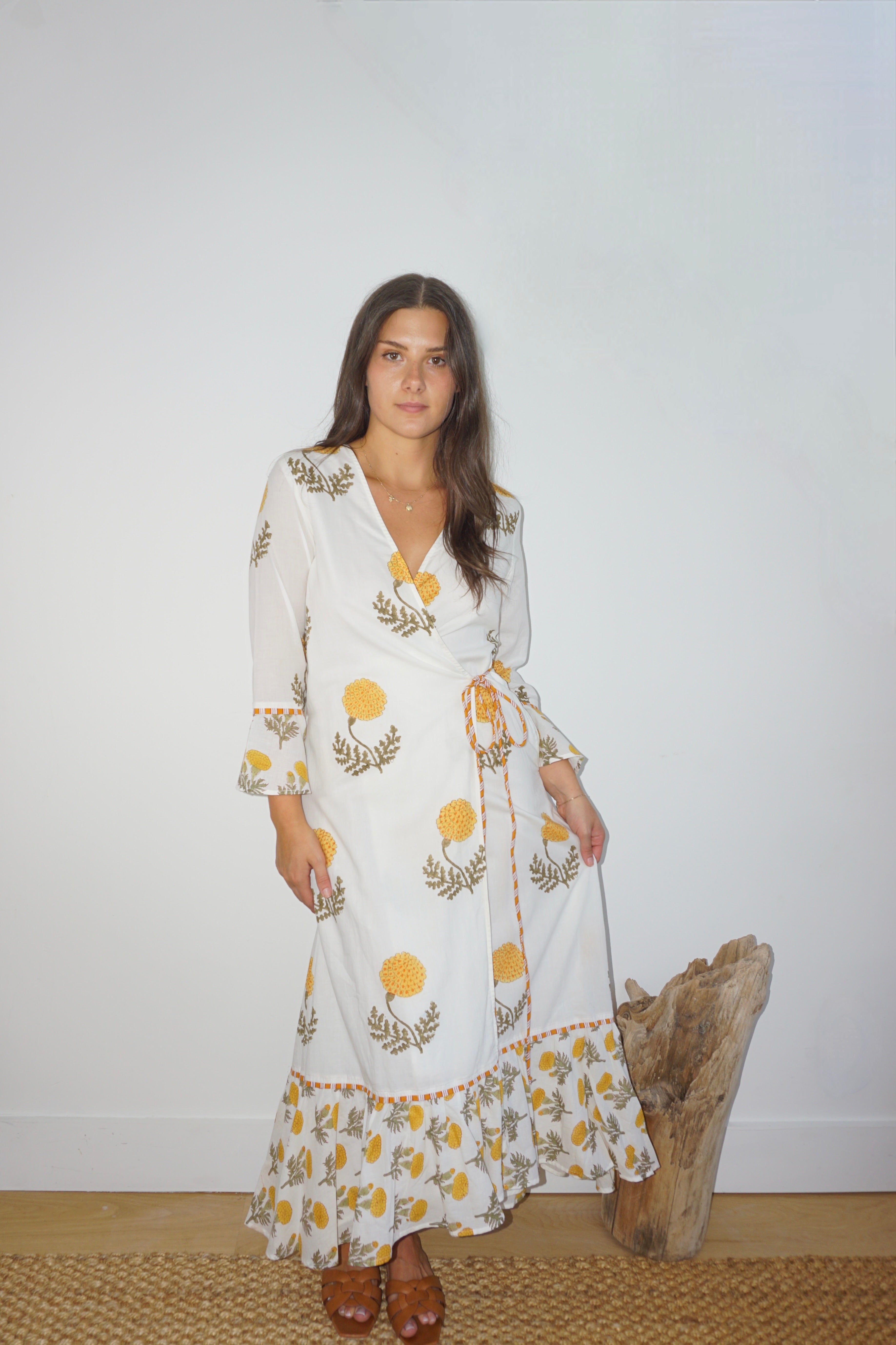Rhode Wrap Dress in Marigold