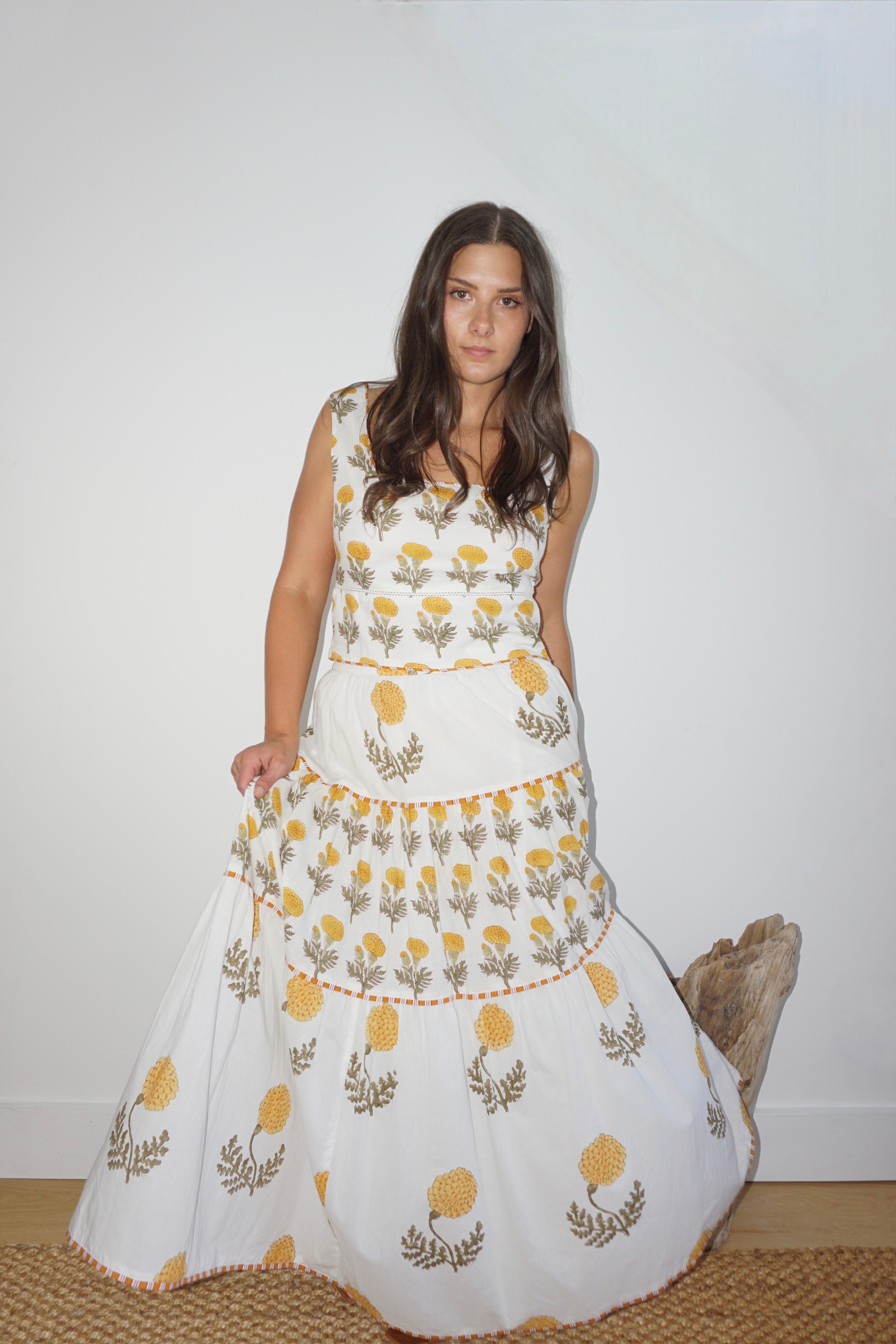 Drue Tiered Skirt in Marigold