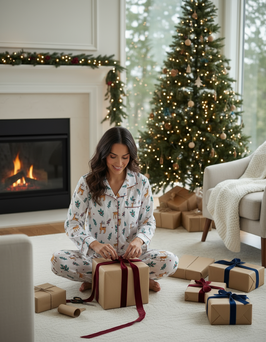 Adella Long Pajama Set in Forest Folk