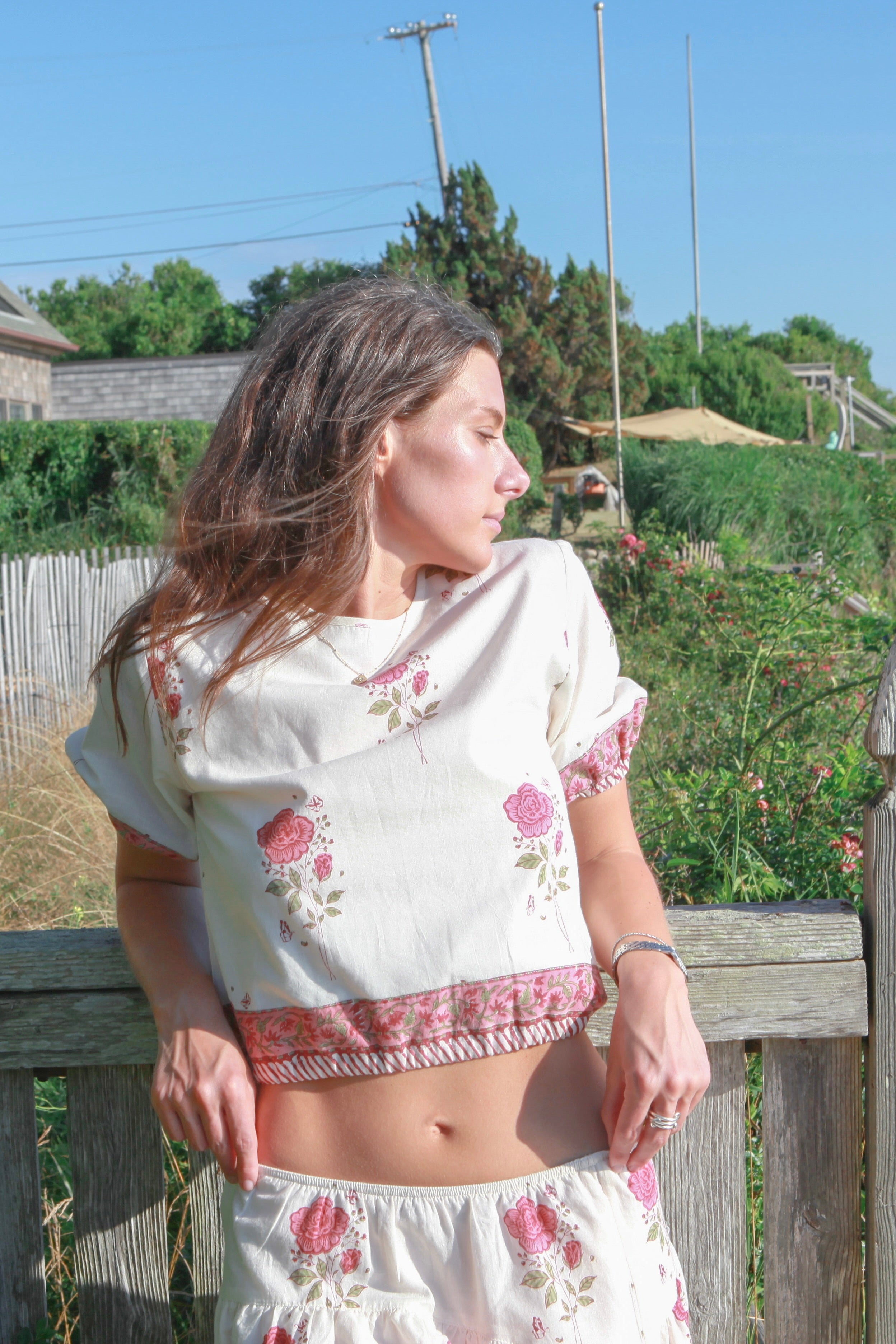 Adeline Puff Sleeve Top in Rosewater
