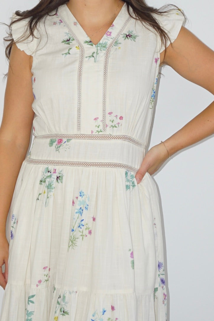 Percy Maxi Dress in Cream Botanical