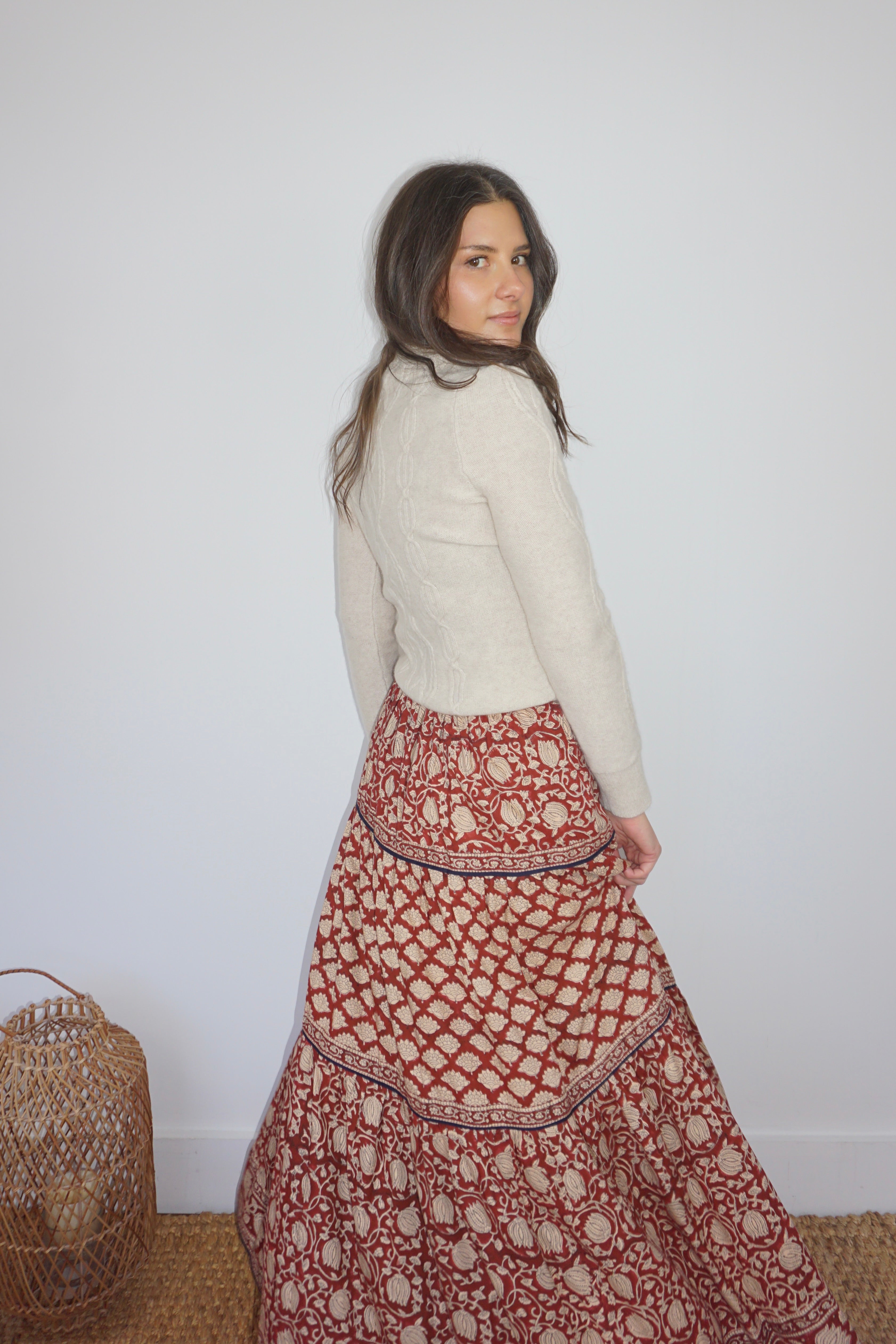 Bea Maxi Skirt in Red Lotus