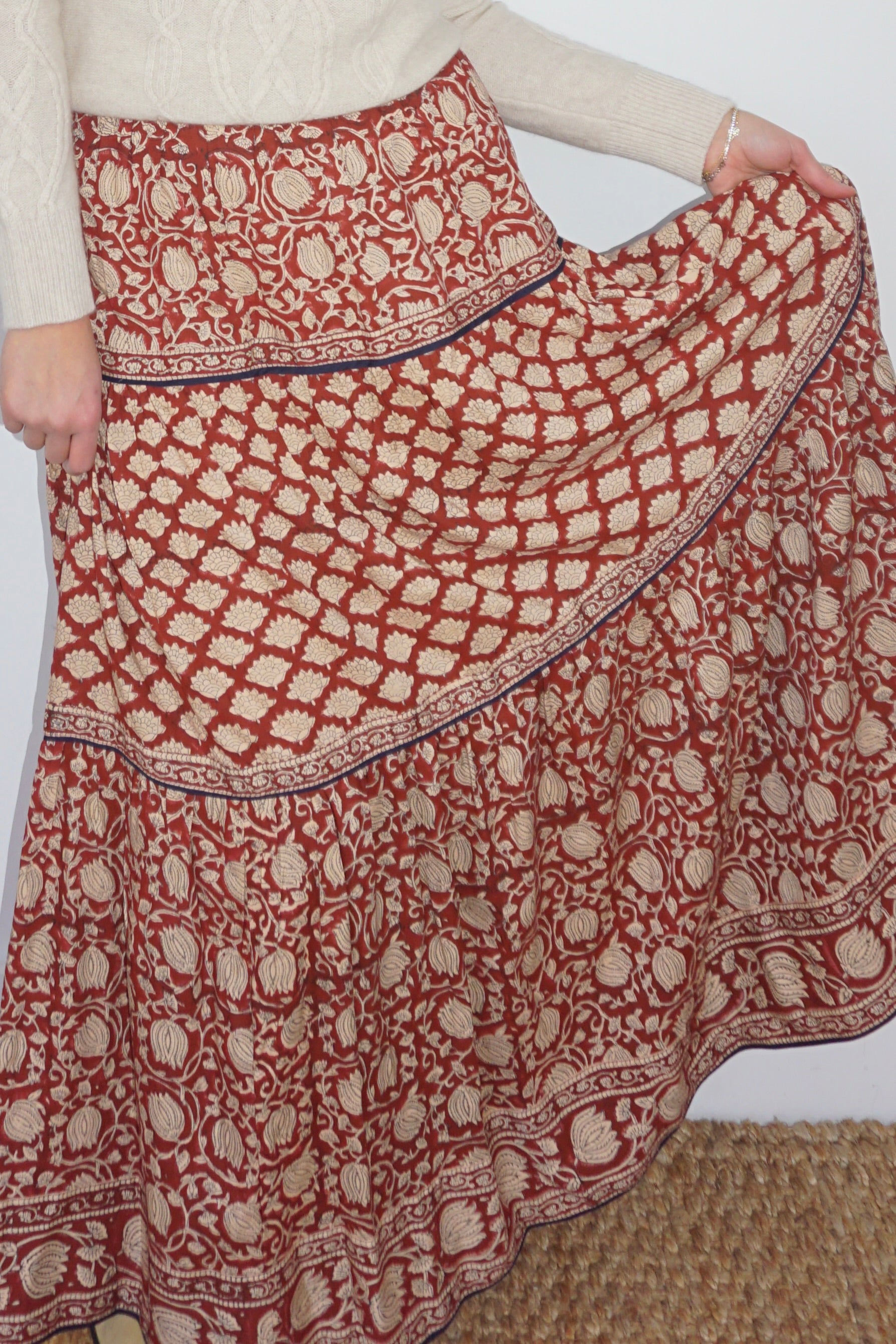 Bea Maxi Skirt in Red Lotus
