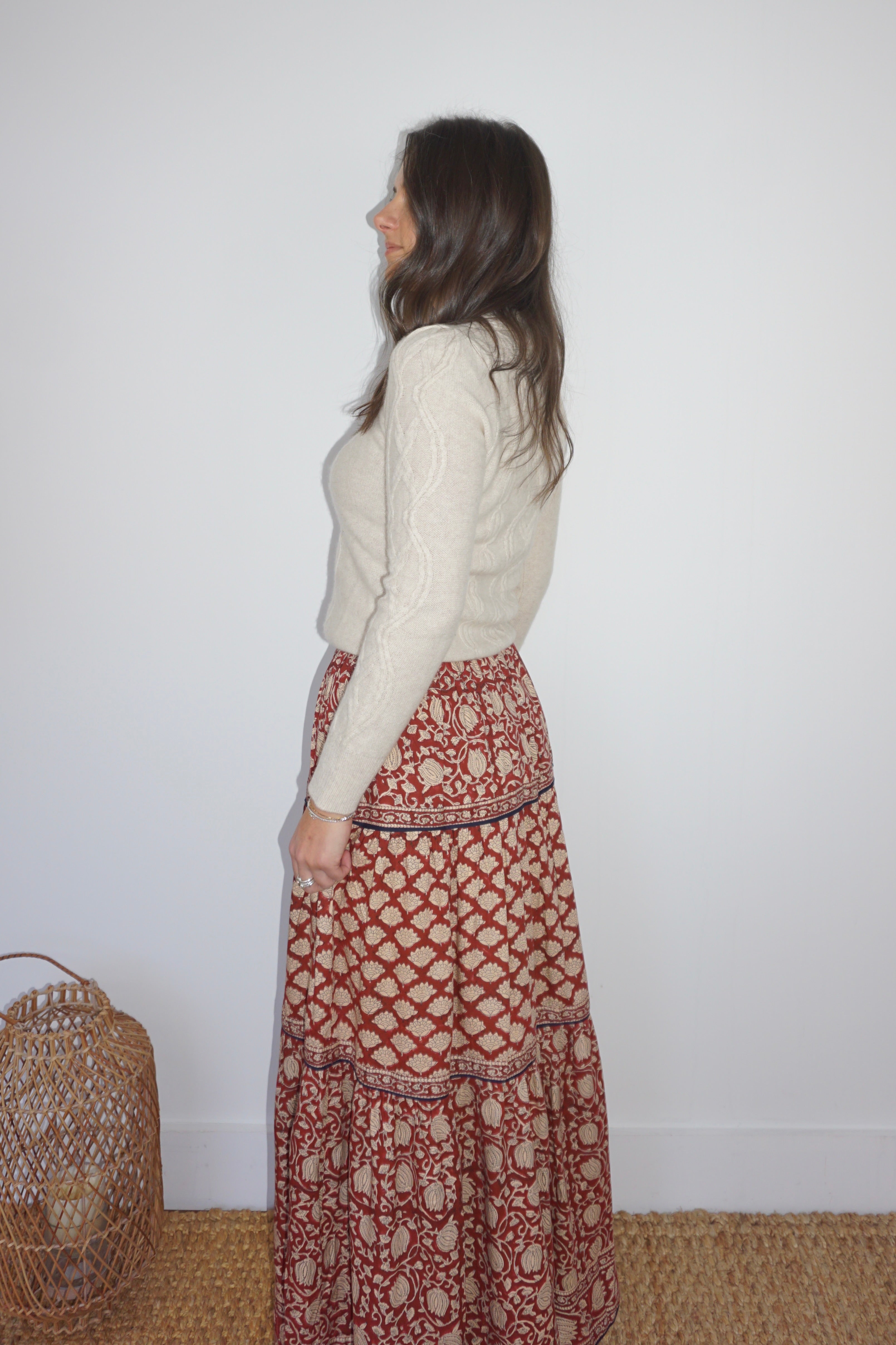 Bea Maxi Skirt in Red Lotus