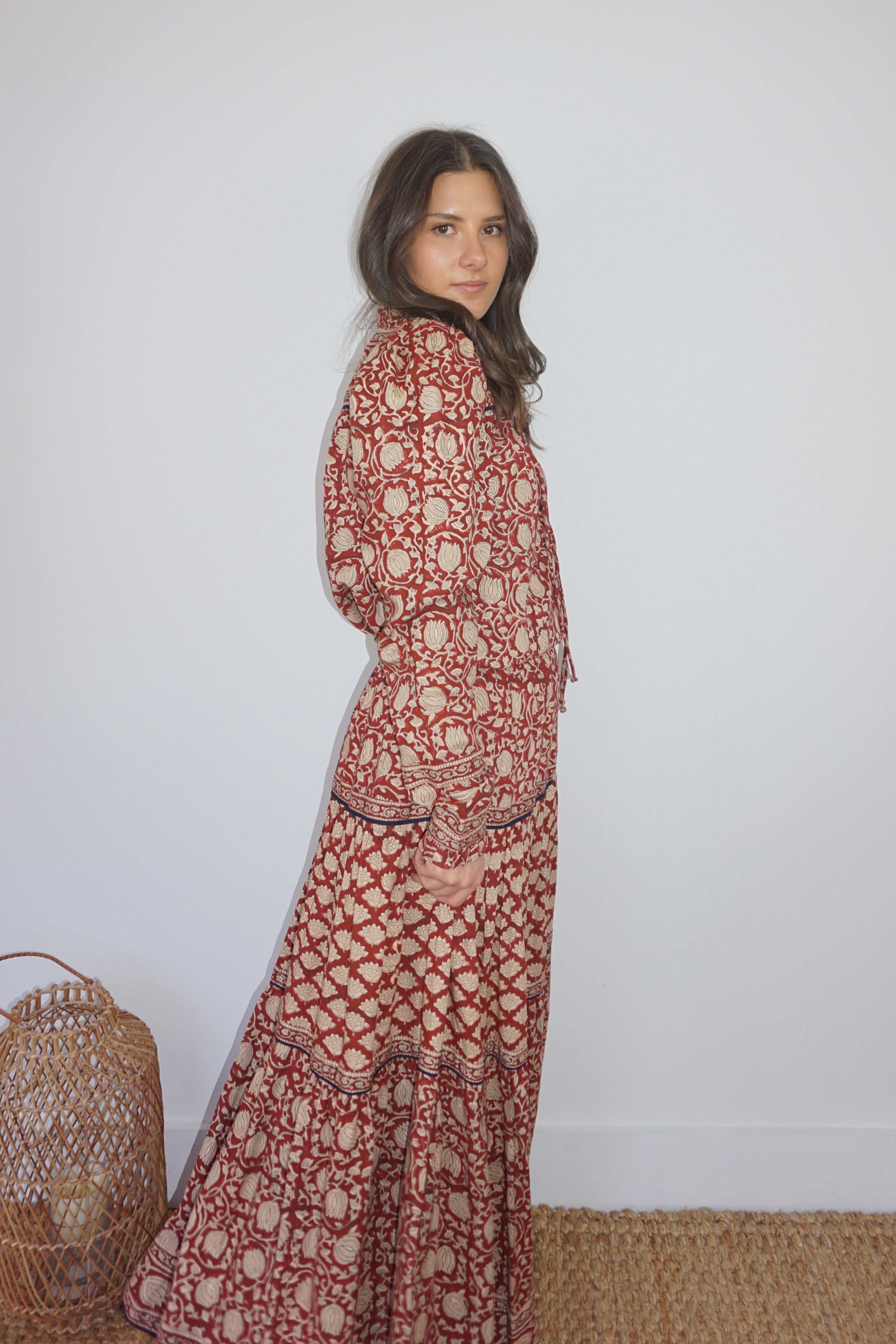 Bea Maxi Skirt in Red Lotus