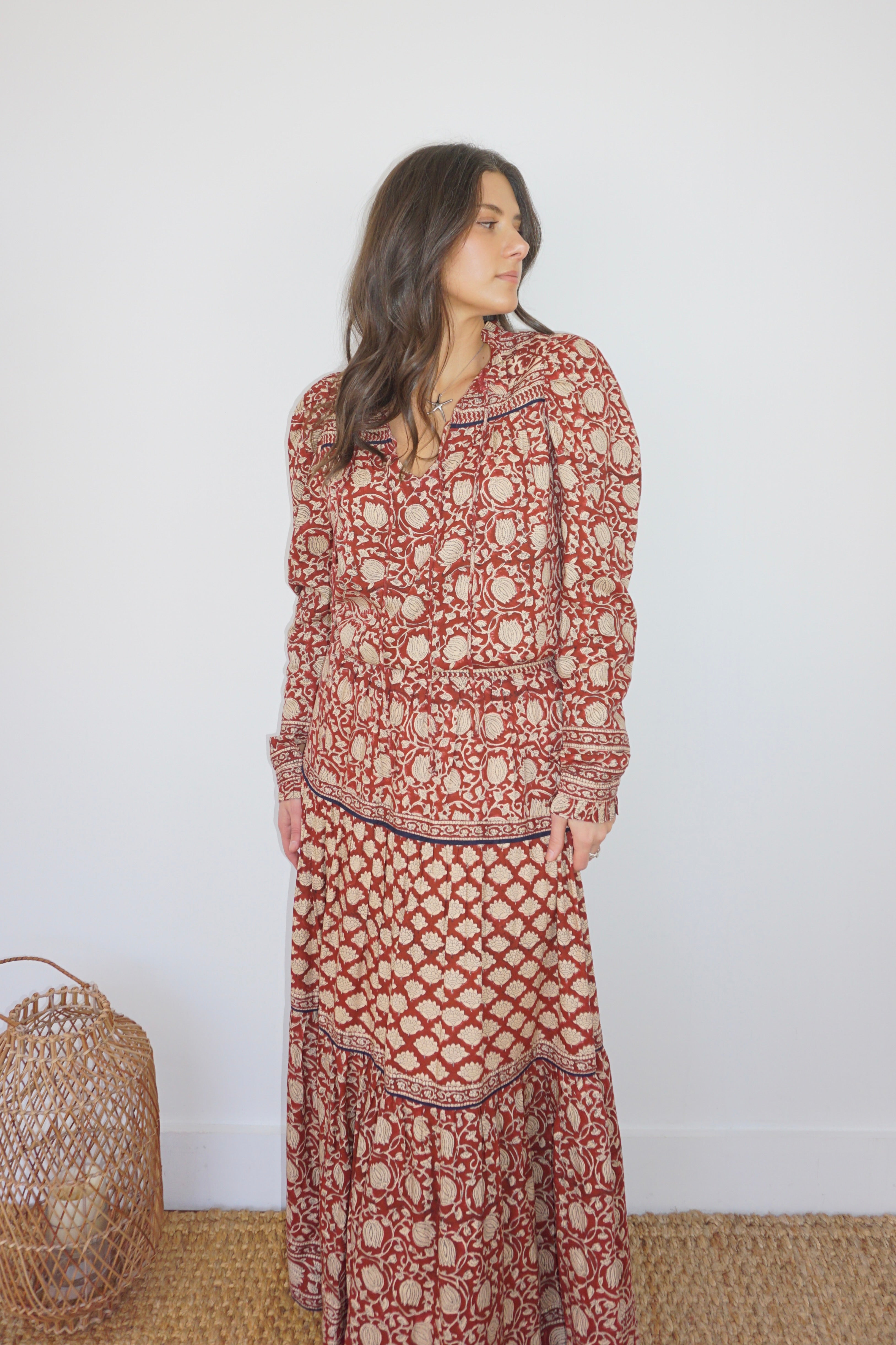 Bea Maxi Skirt in Red Lotus