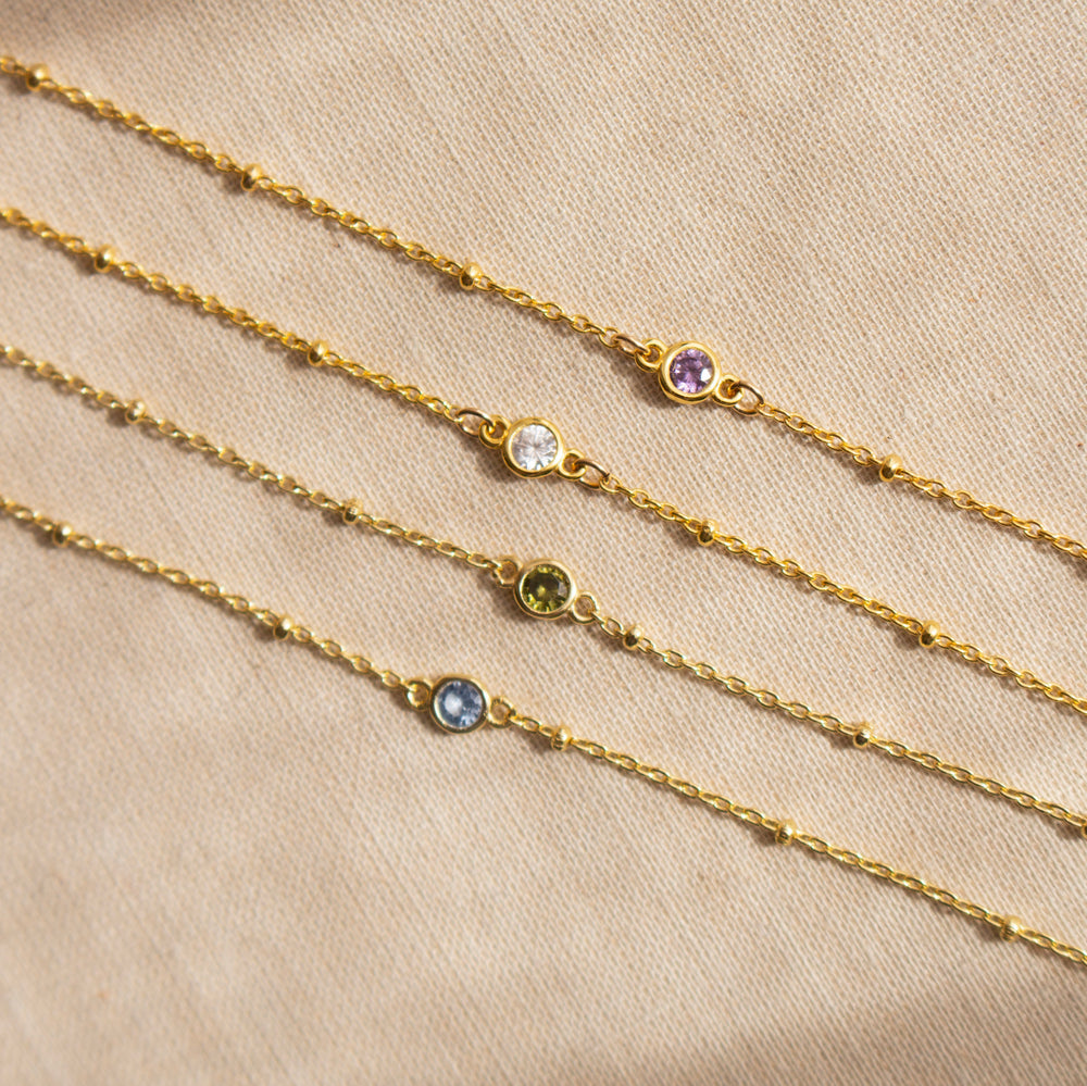 April Birthstone Necklace - Gold