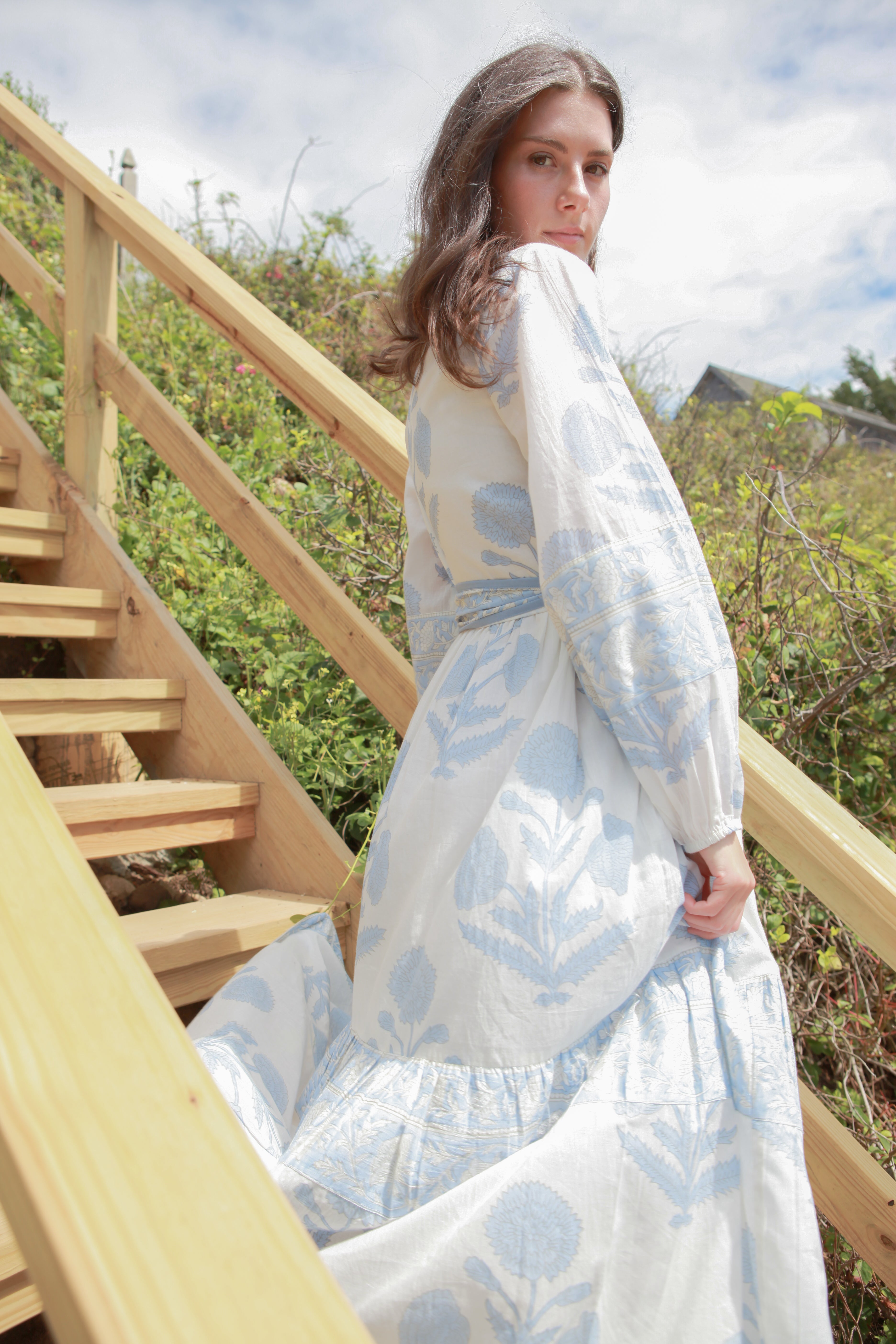 Presley Dress in Buta Blue